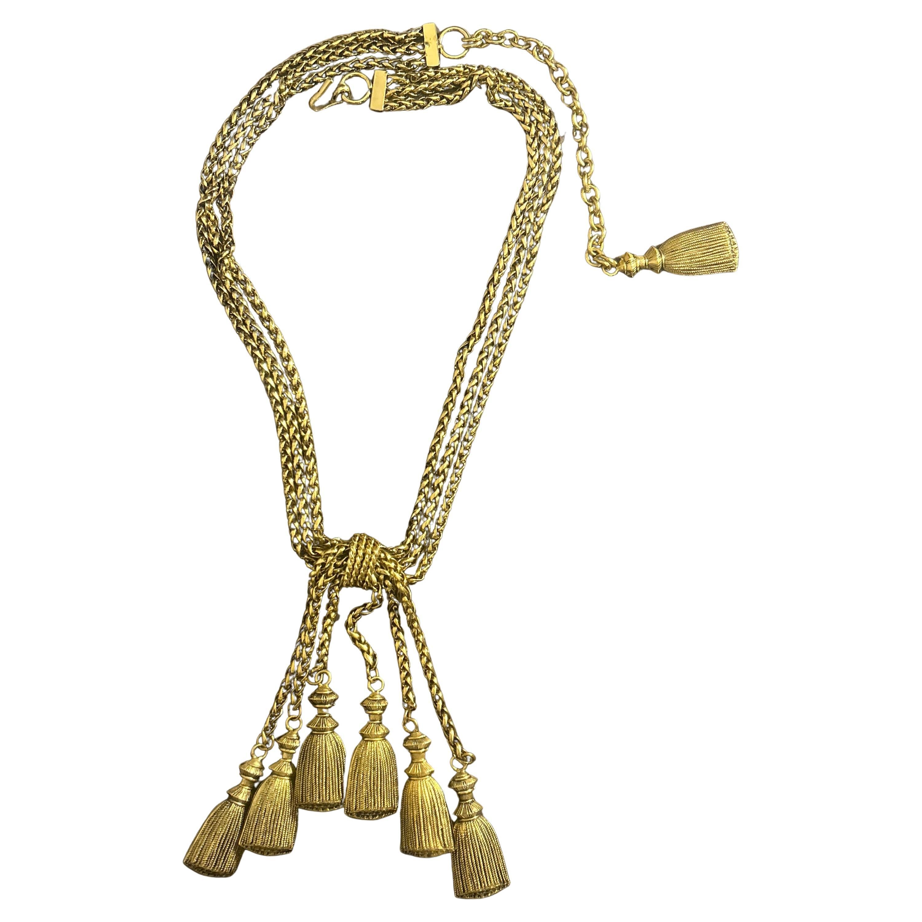 1980s Franco Moschino Gold-Toned Tassel Necklace For Sale