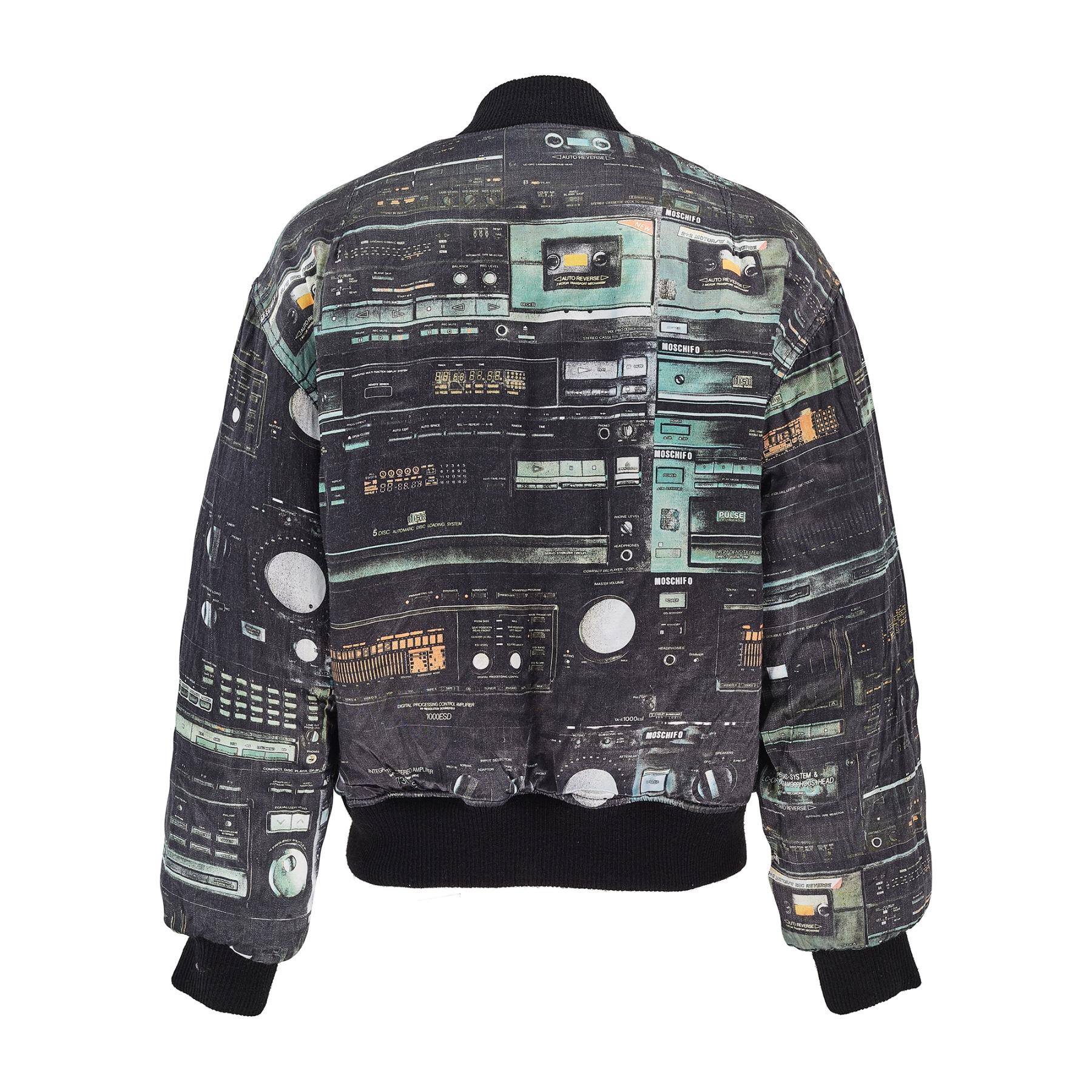 Nero Giacca reversibile anni '80 di Franco Moschino con CD e nastro adesivo in vendita