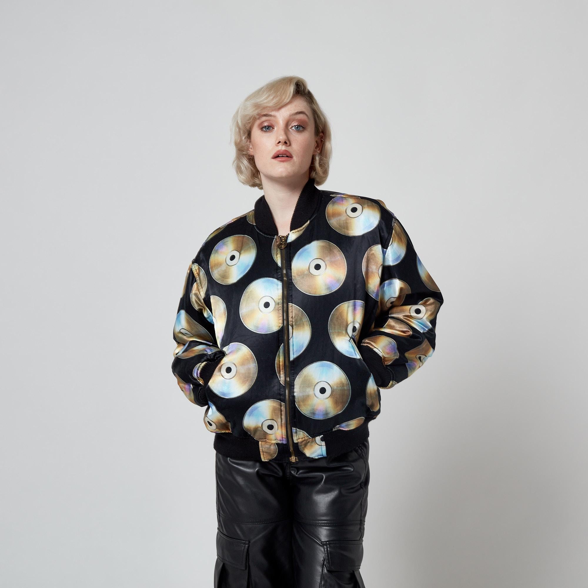 Giacca reversibile anni '80 di Franco Moschino con CD e nastro adesivo in vendita 2