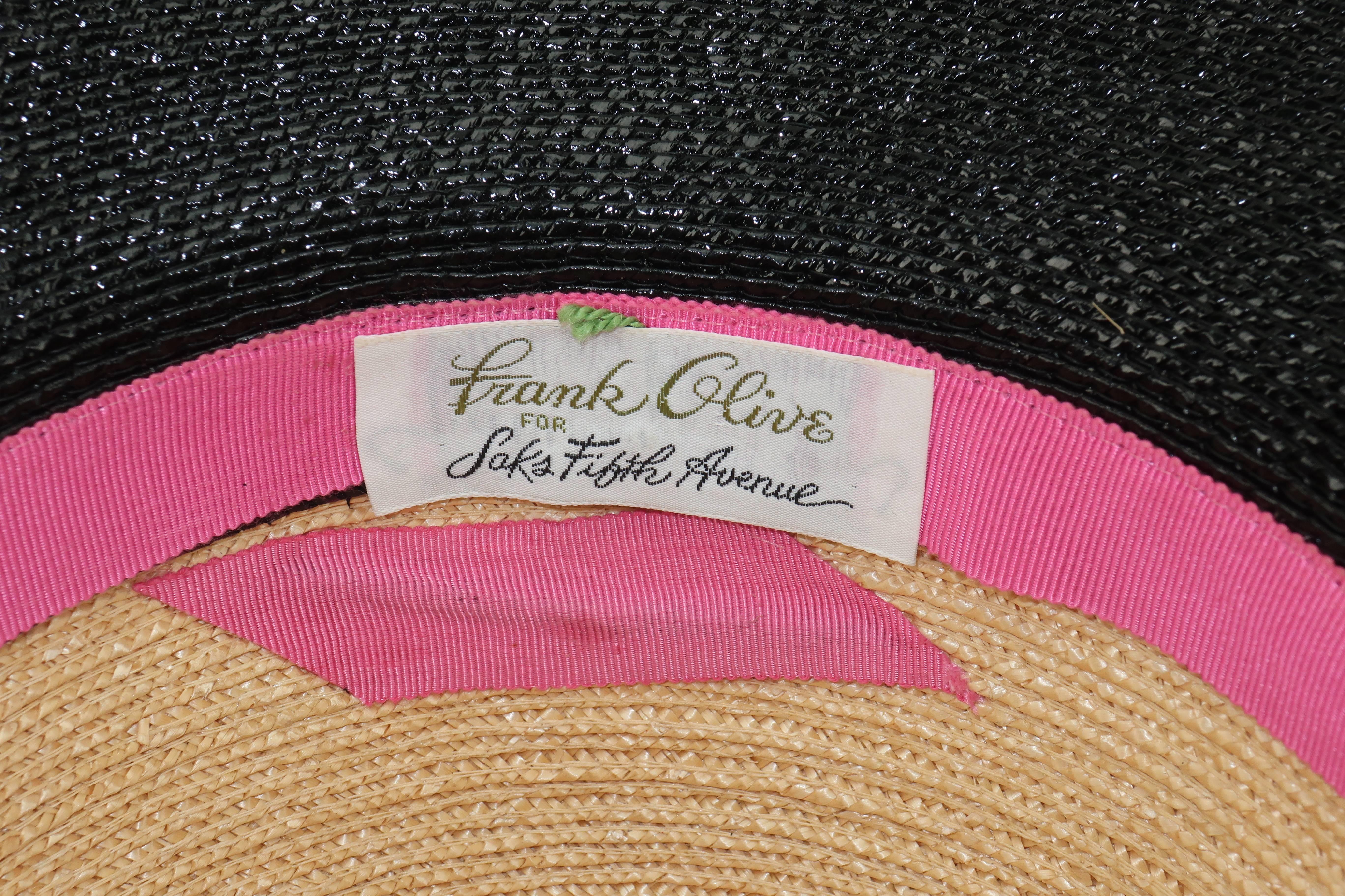 Frank Olive Wide Brim Straw Hat With Black 