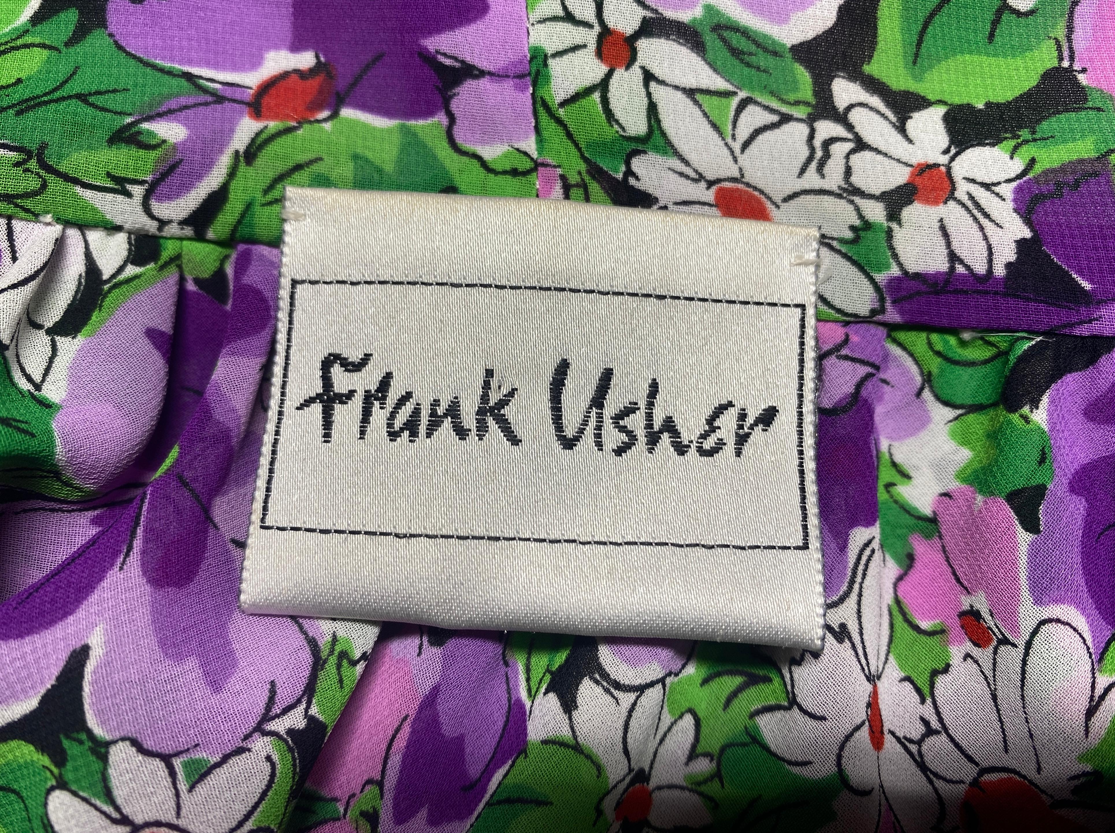 1980er Frank Usher geblümtes gerafftes Kleid mit fließender Jacke im Angebot 2