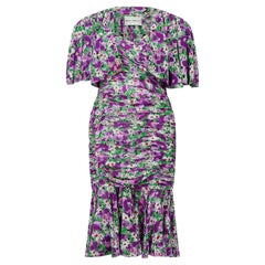 Vintage 1980s Frank Usher Floral Ruched Dress with Floaty Jacket