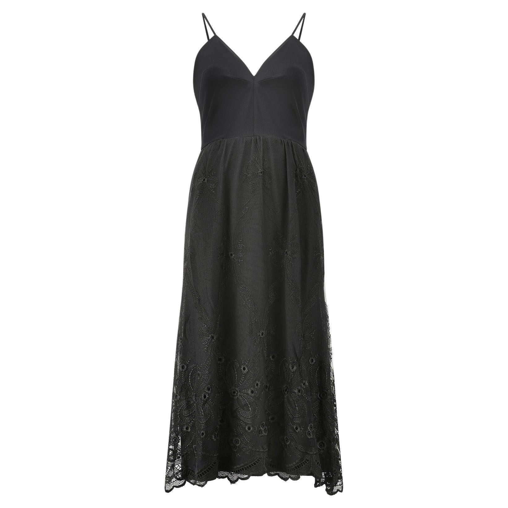 1980er Frank Usher Jersey- und Spitzen-Slipkleid im Angebot