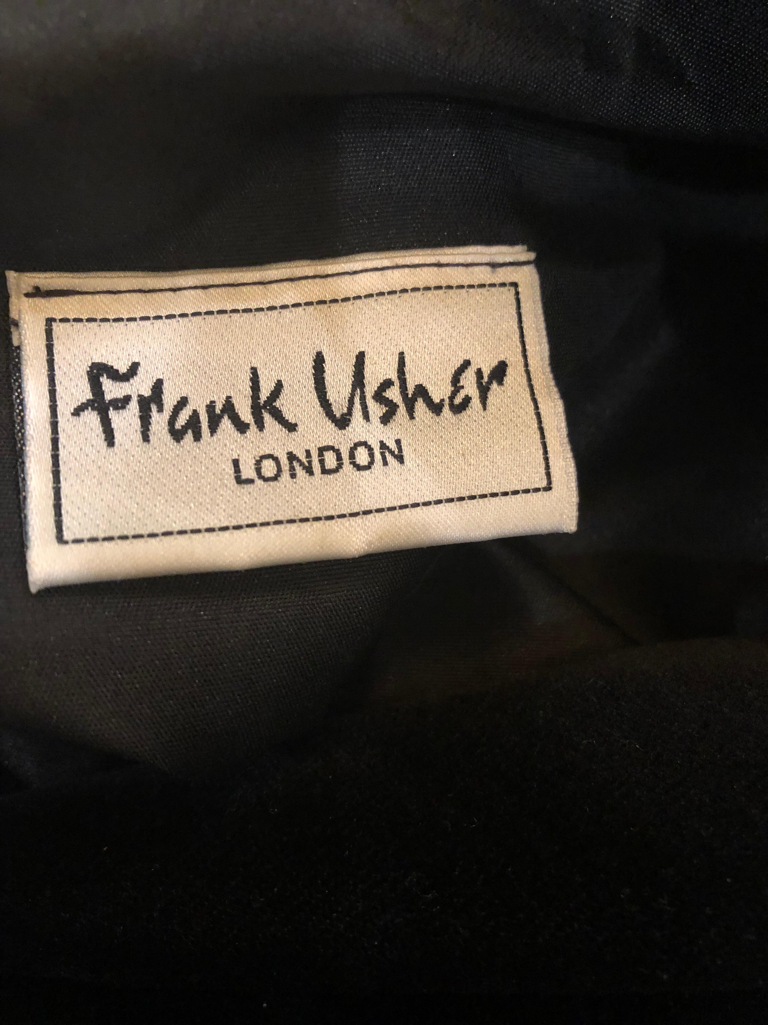 1980s Frank Usher Sz 12/14 Black Avant Garde Taffeta + Velvet Vintage 80s Dress For Sale 8