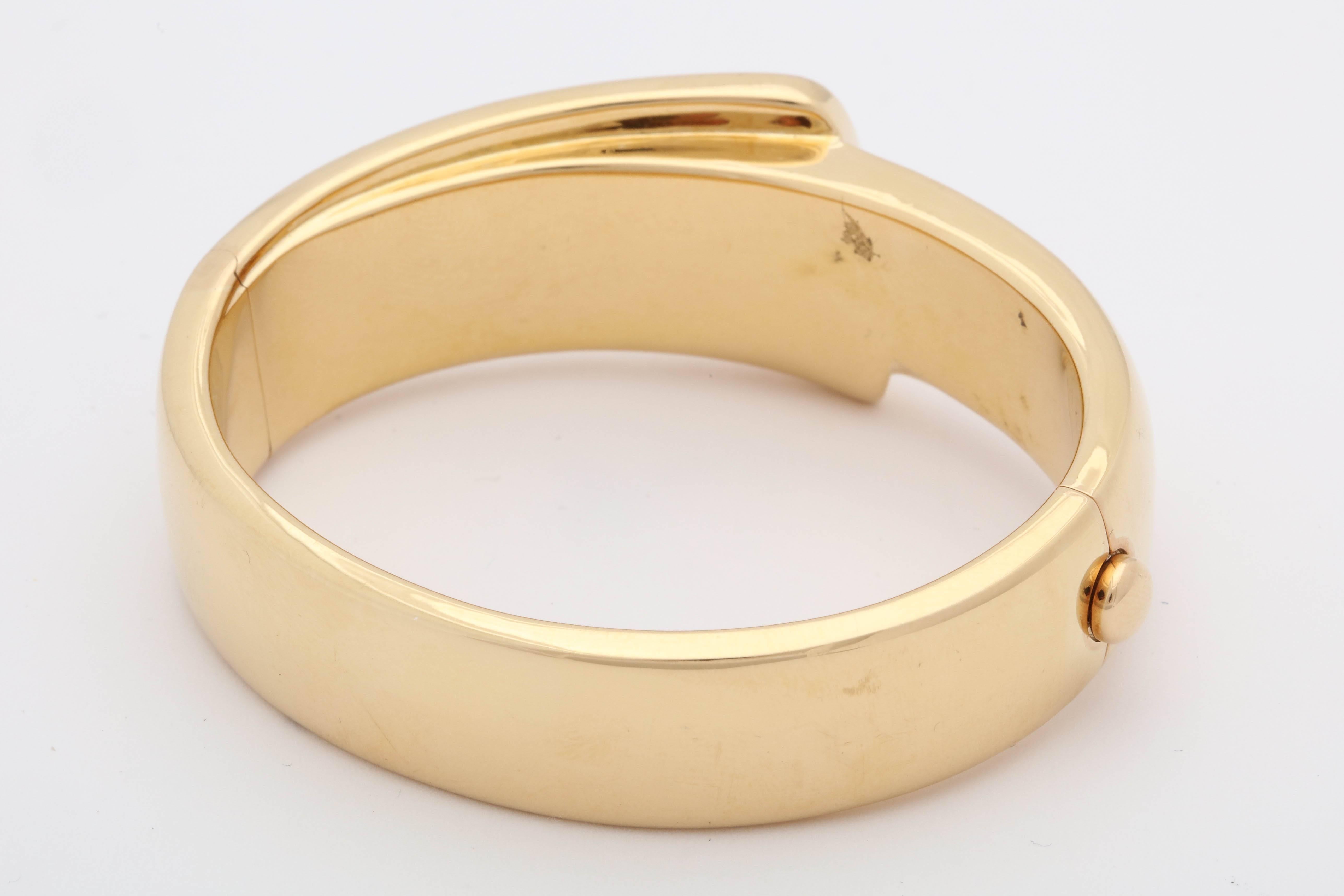 1980s Fred Paris Chic and Sculptural High Polish Gold Bangle Bracelet with Box 1