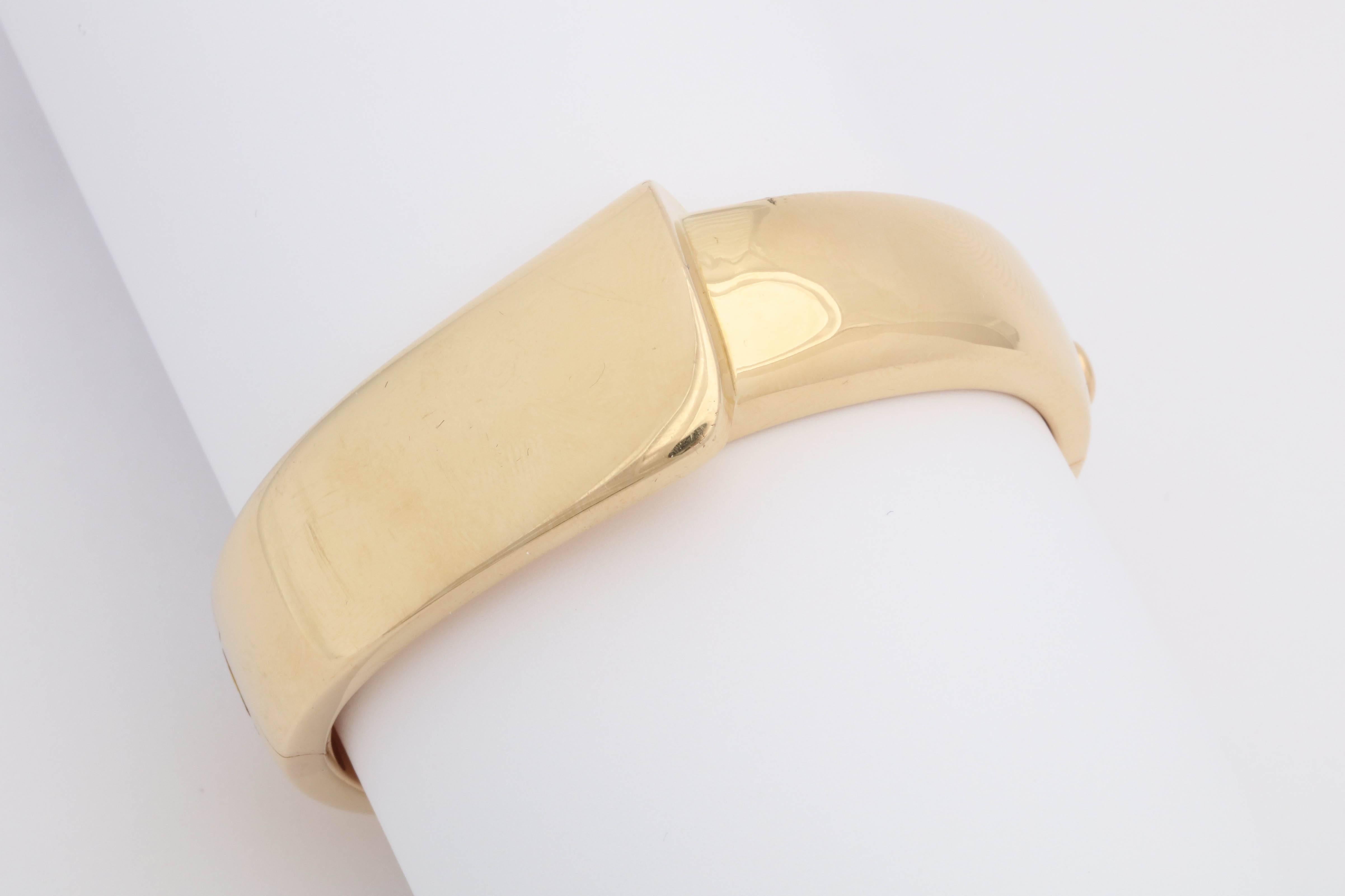 1980s Fred Paris Chic and Sculptural High Polish Gold Bangle Bracelet with Box 4