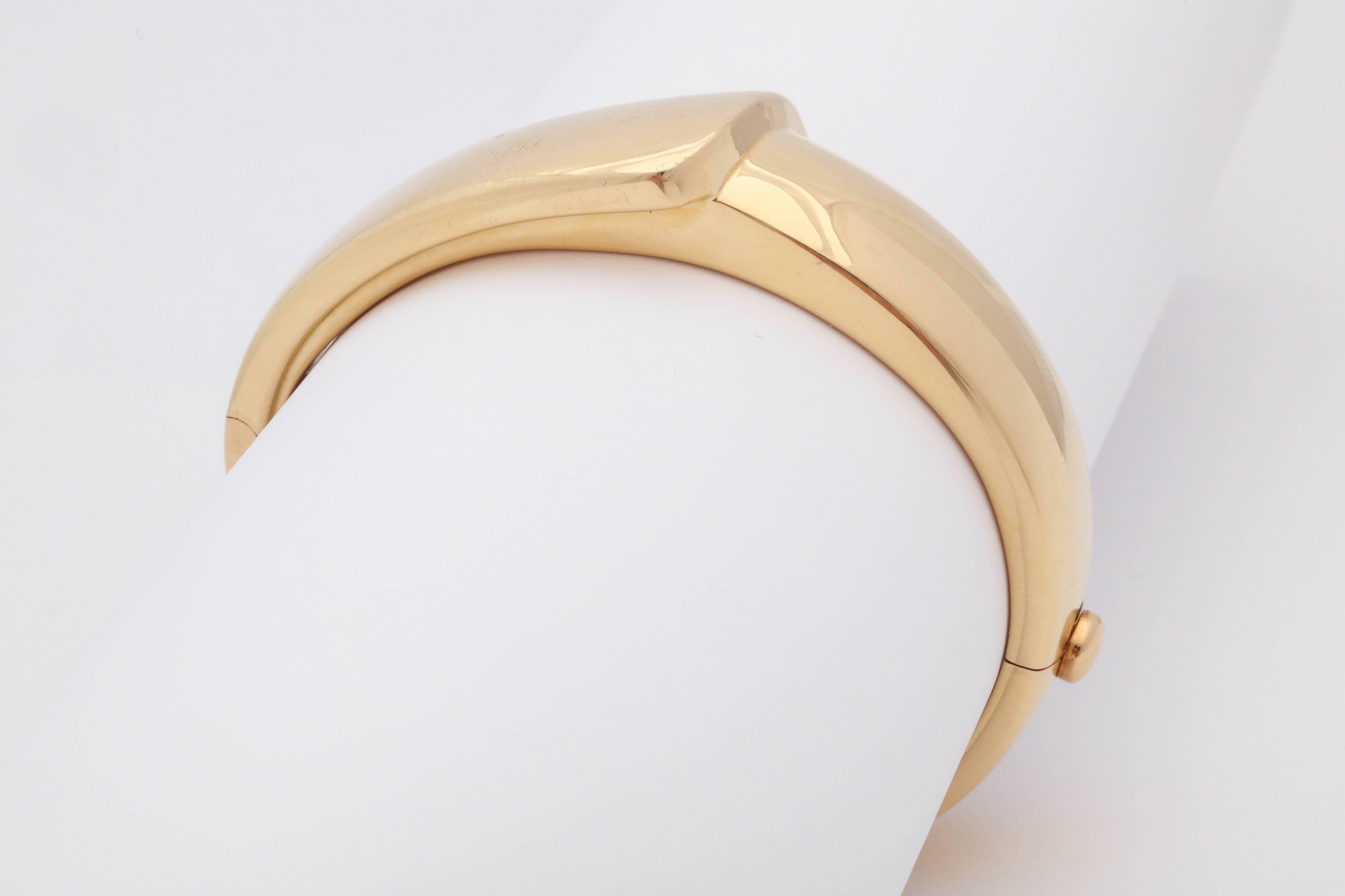 1980s Fred Paris Chic and Sculptural High Polish Gold Bangle Bracelet with Box 5