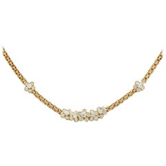 1980s French 4.51 Carat Diamond and Yellow Gold Necklace
