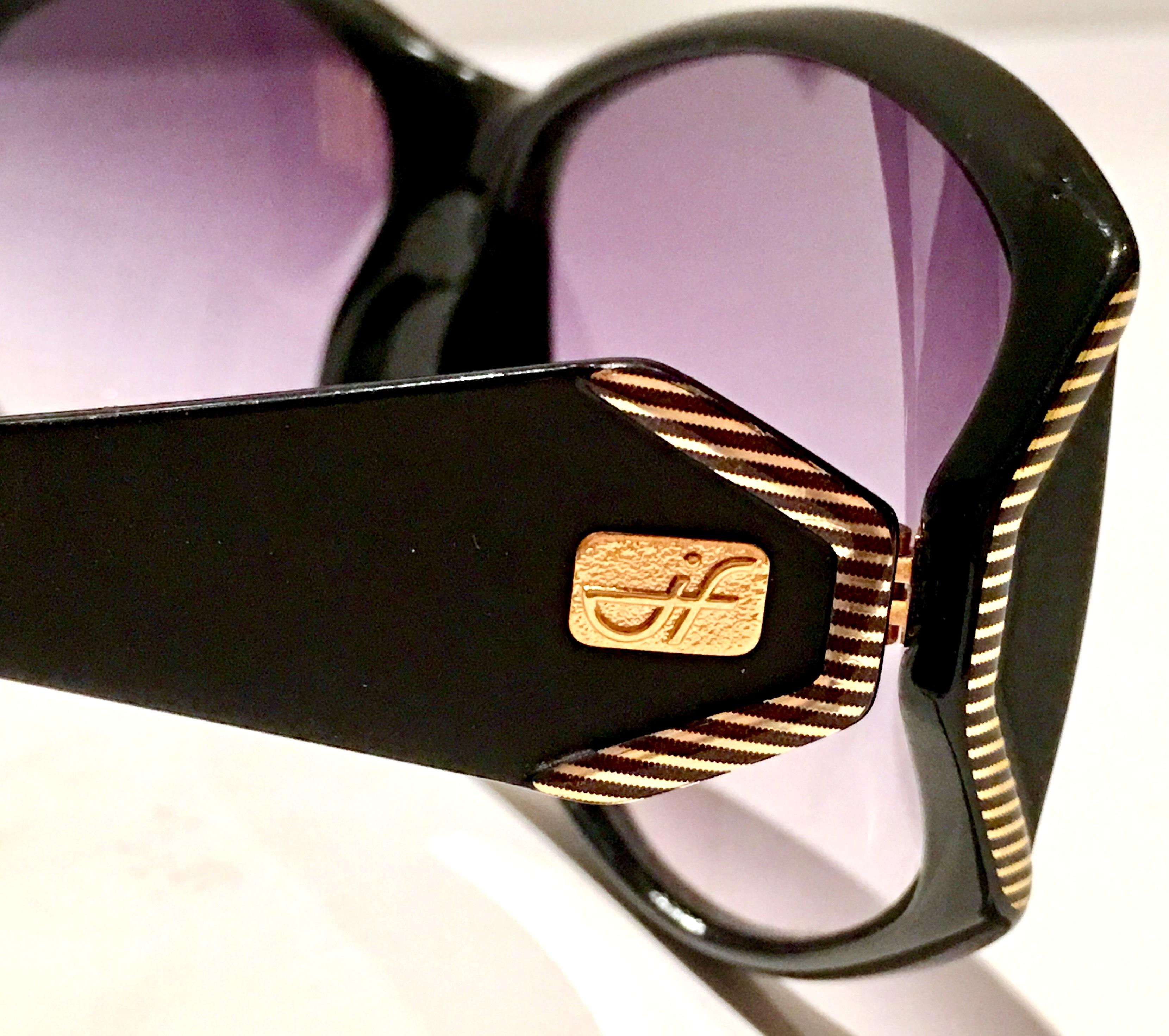 1980'S French Black & Gold Sunglasses By, Jacques Fath 1