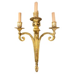 1980s French Bronze 3 Light Sconce
