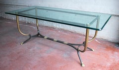 1980s French Bronze and Iron Dining Table with Iron Claw Feet