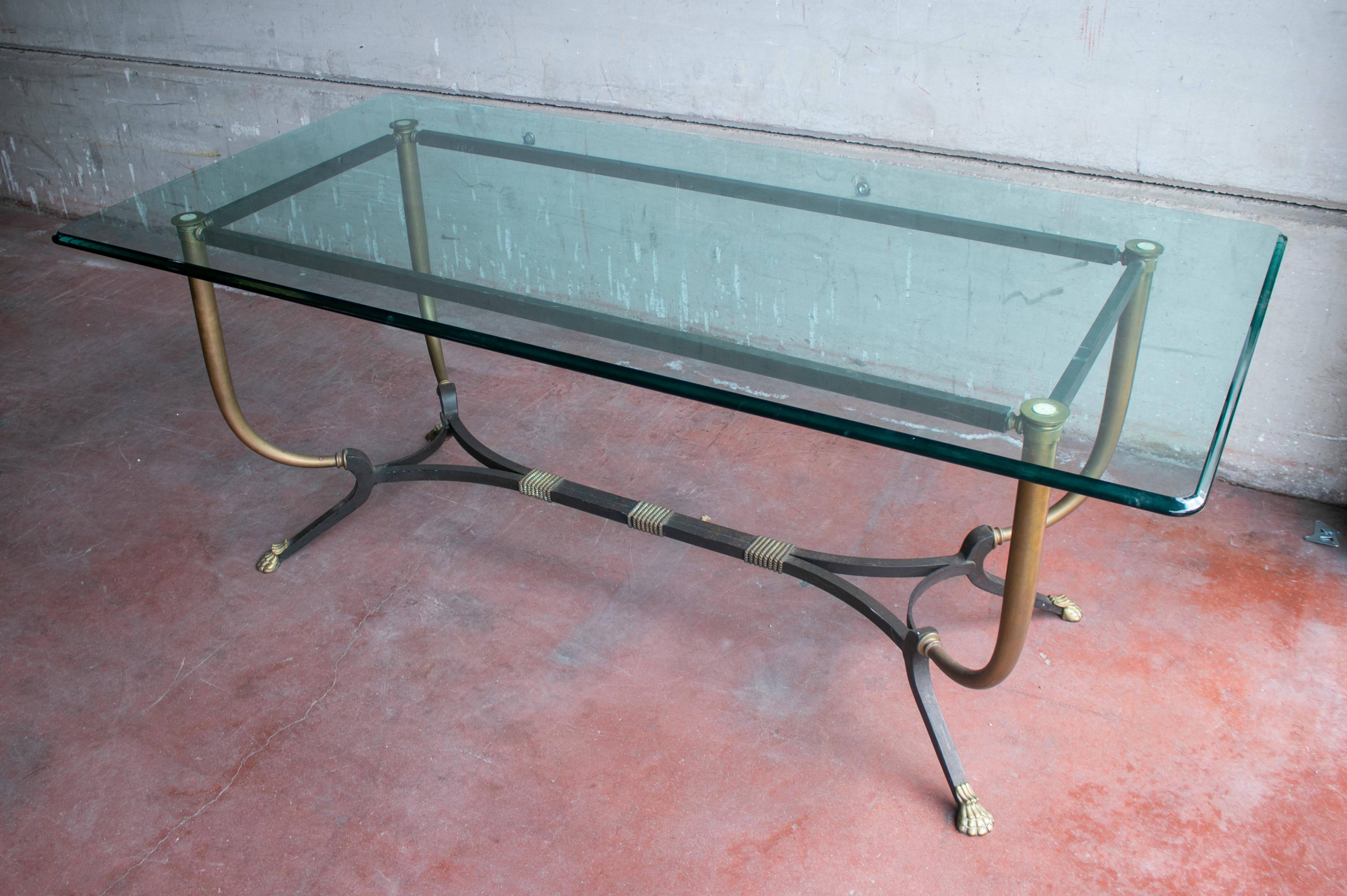 1980s French Bronze and Iron Dining Table with Iron Claw Feet In Good Condition For Sale In Marbella, ES