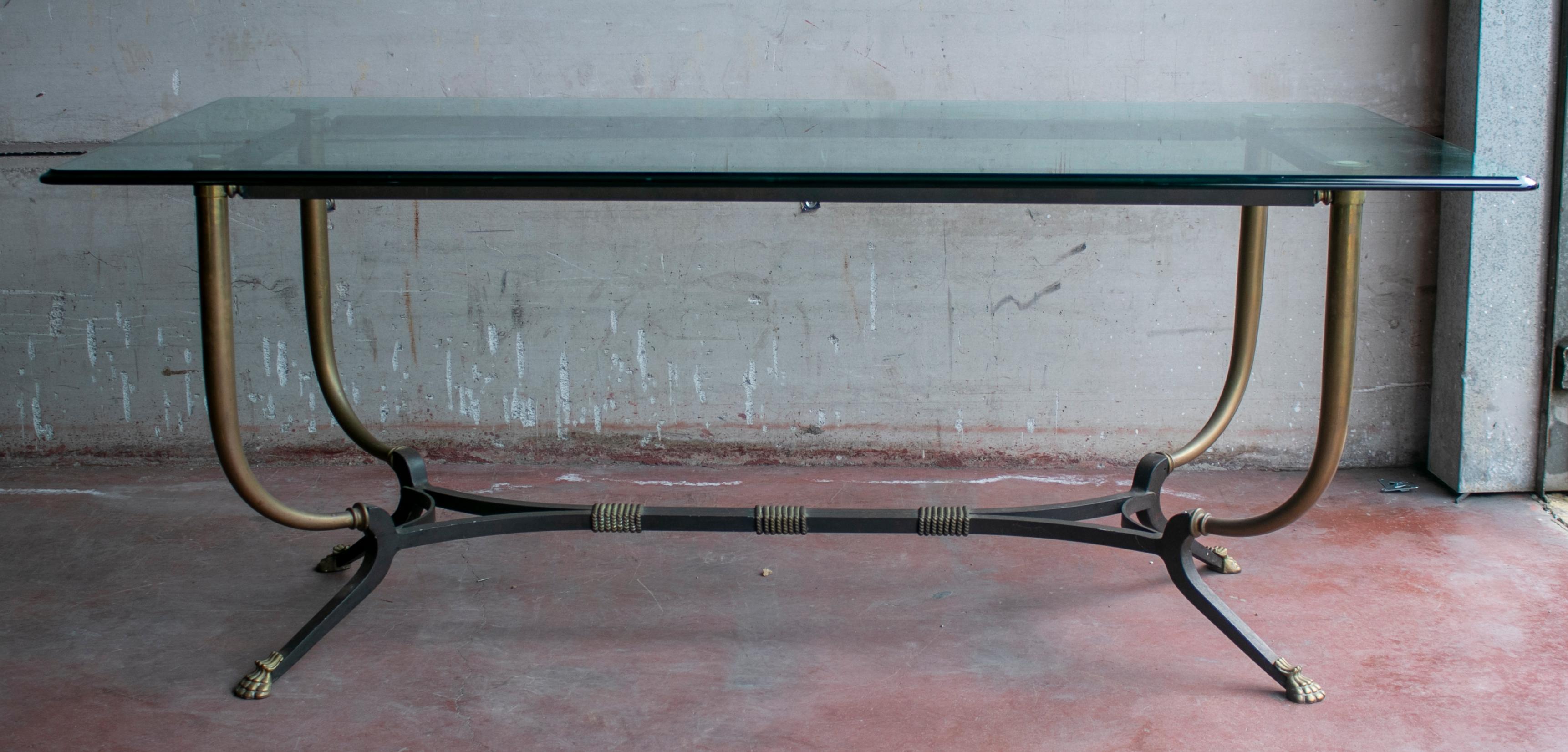 1980s French Bronze and Iron Dining Table with Iron Claw Feet For Sale 2