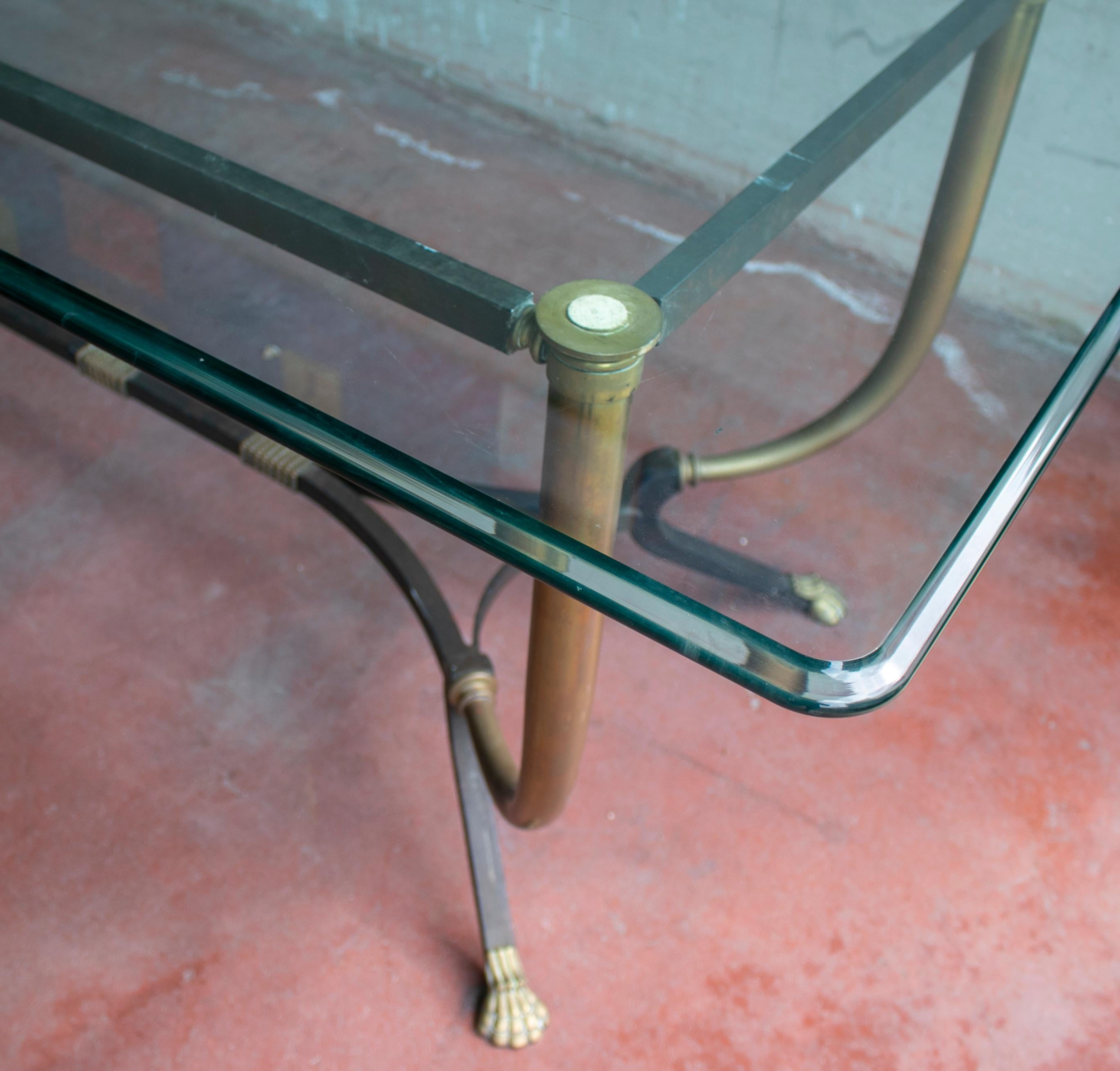 1980s French Bronze and Iron Dining Table with Iron Claw Feet For Sale 3