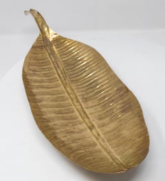1980s French Bronze Leaf Shaped Tray