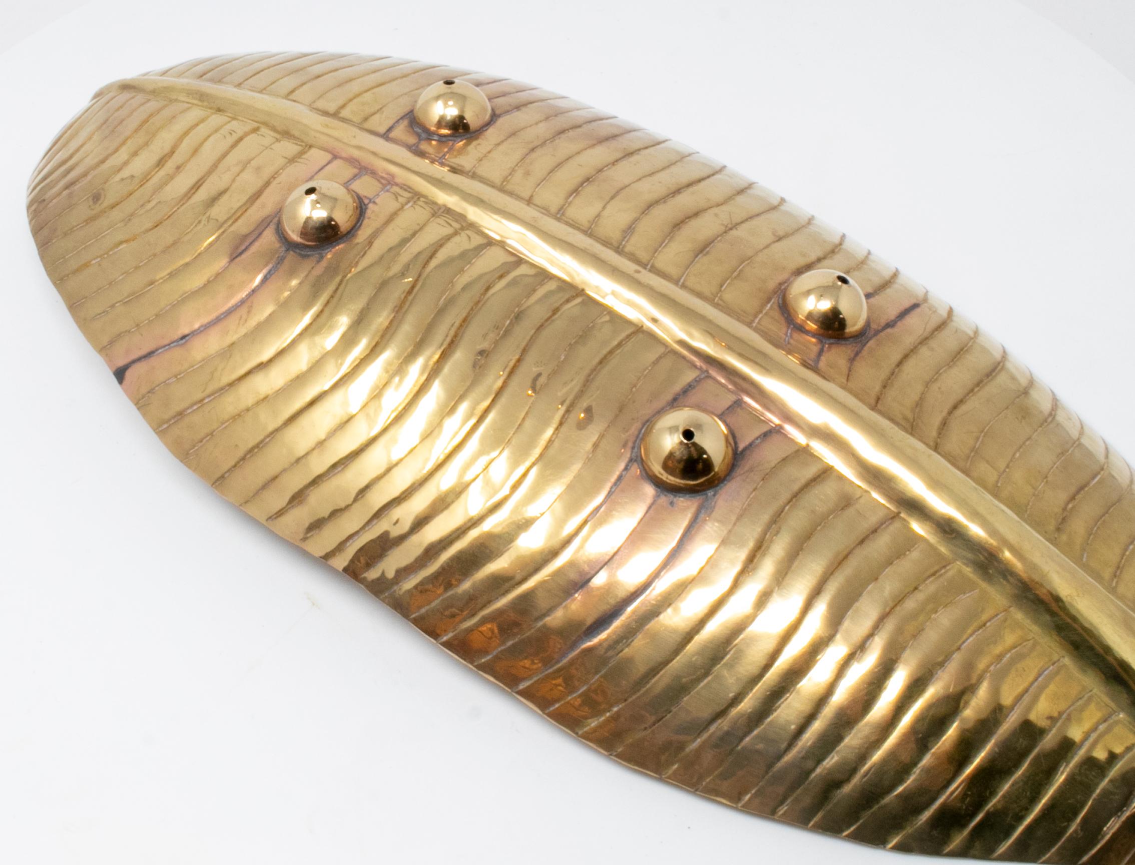 1980s French Bronze Leaf Shaped Tray 1
