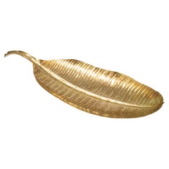 1980s French Bronze Leaf Shaped Tray