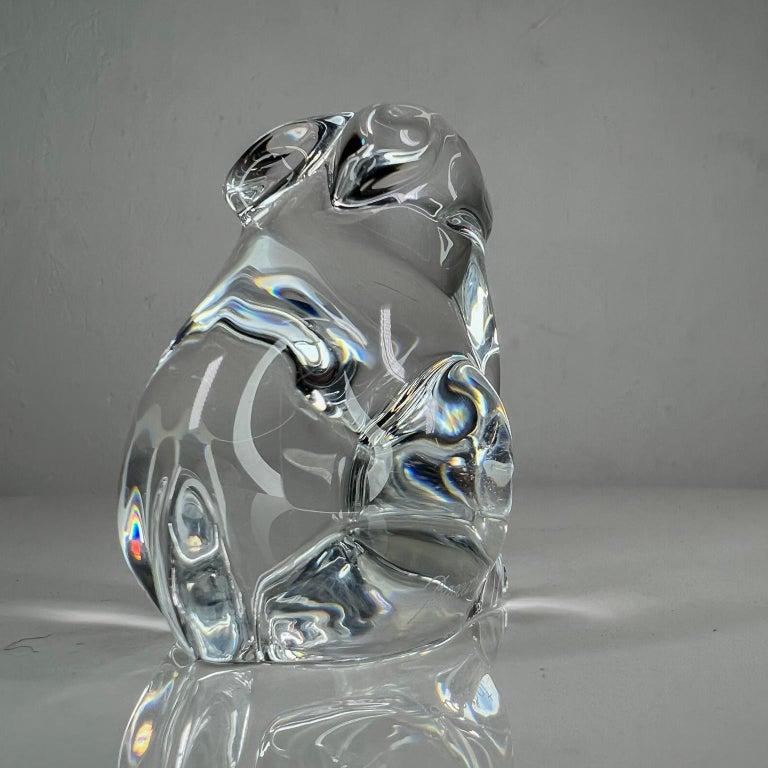 1980s Baccarat French Bunny Rabbit Paperweight Crystal Sculpture  In Good Condition For Sale In Chula Vista, CA