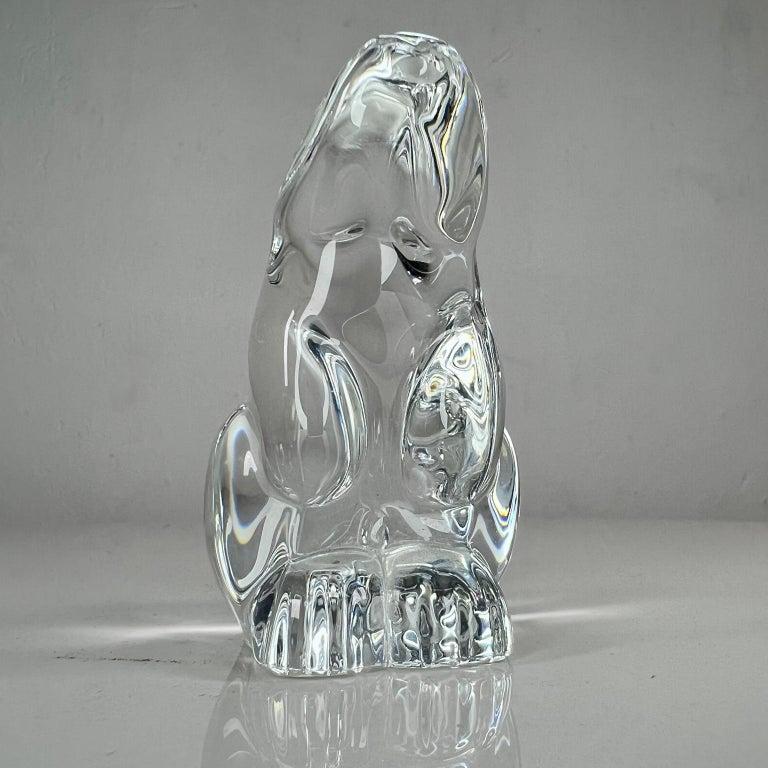 1980s Baccarat French Bunny Rabbit Paperweight Crystal Sculpture  For Sale 1