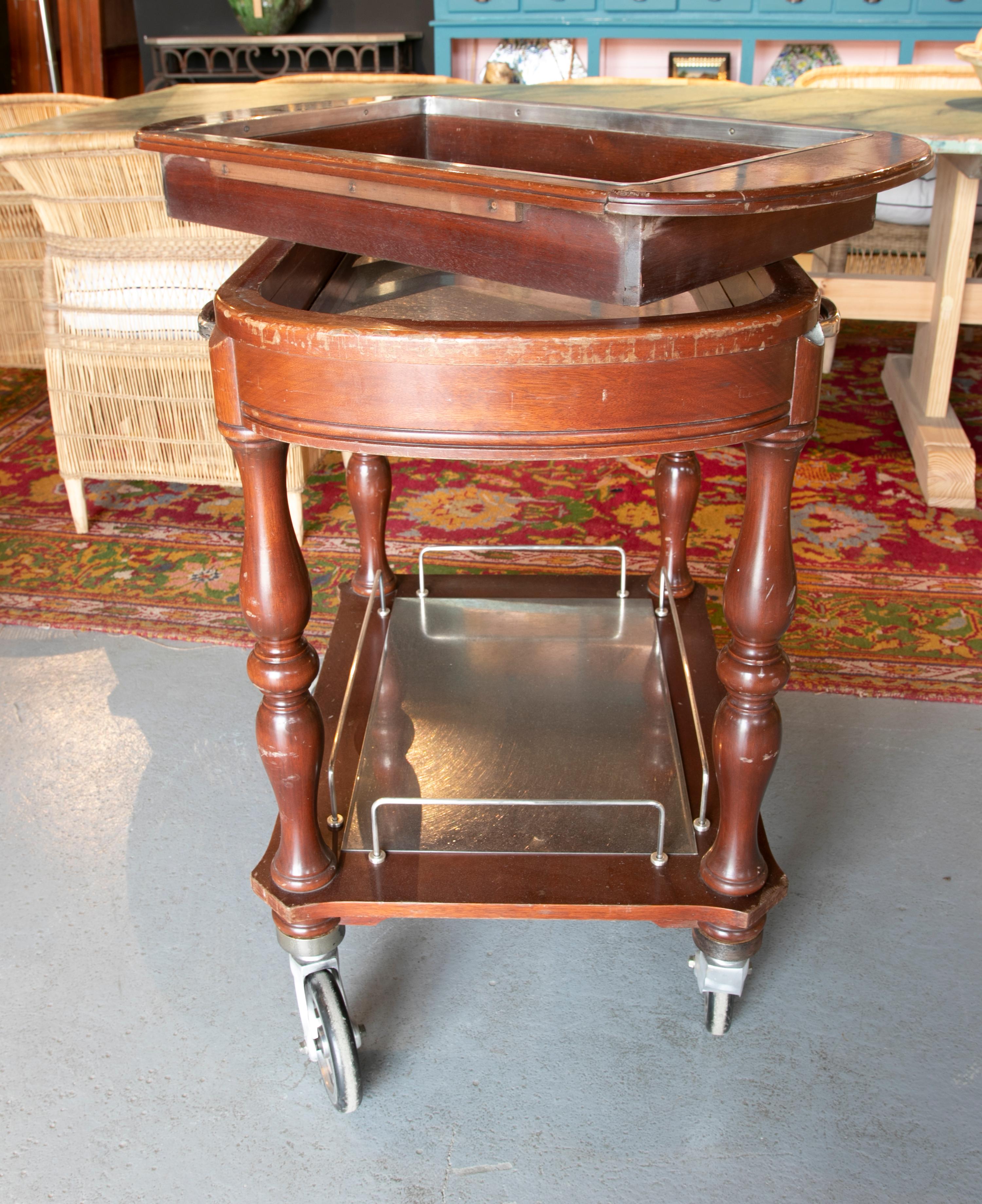 1980s French Christofle Paris Wood & Aluminium Food Trolley 6