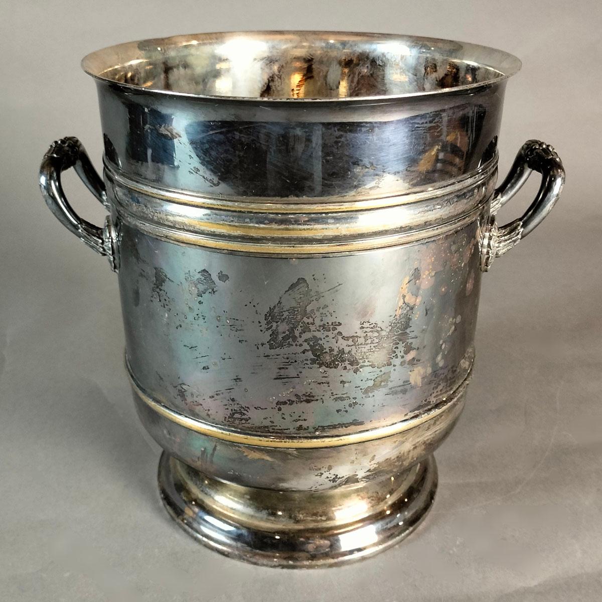 Post-Modern 1980s French Christofle Silver Plate Sully Ice Bucket For Sale
