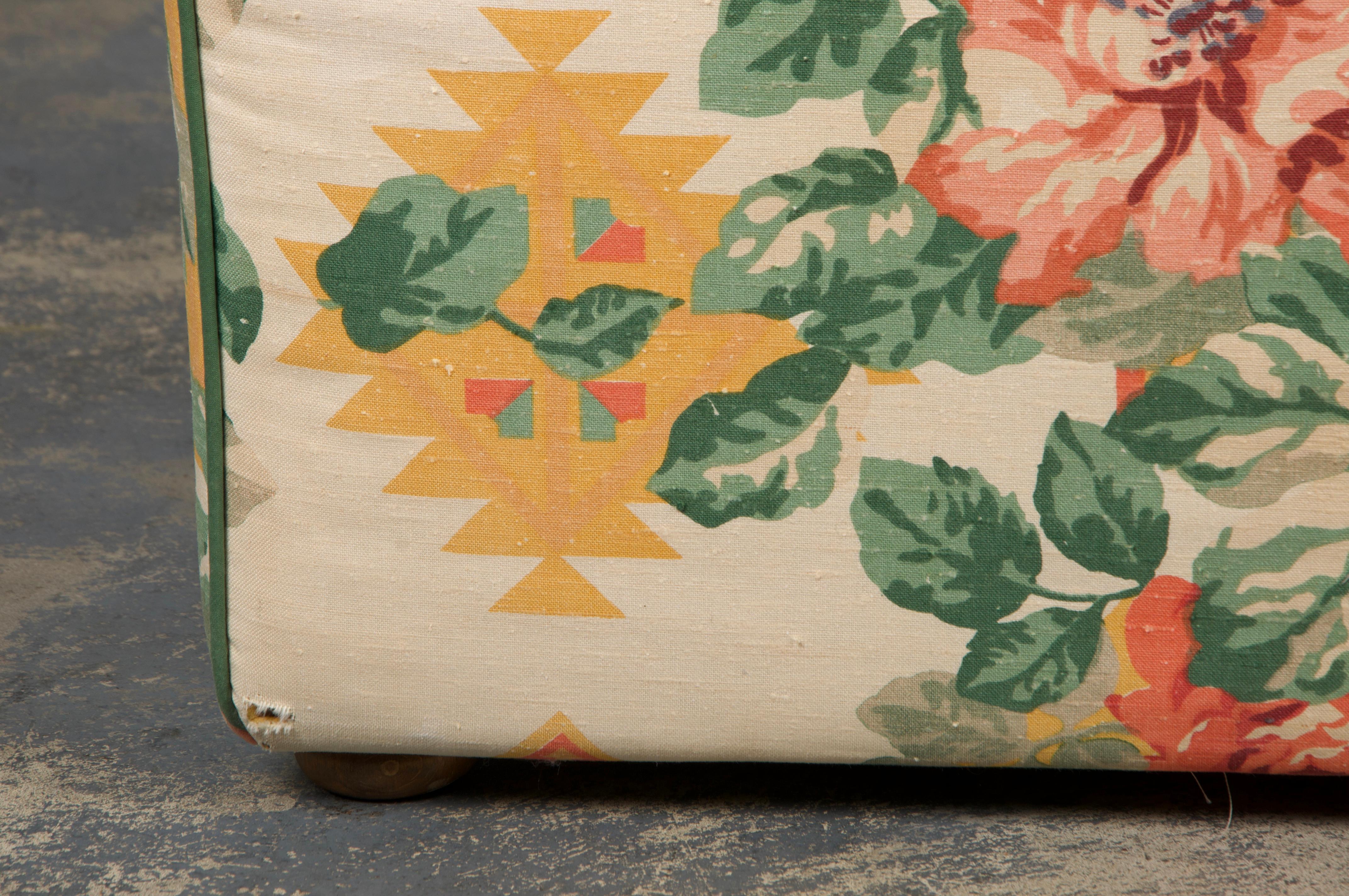 1980s French Club Chairs W/ Floral Fabric - A Pair For Sale 7