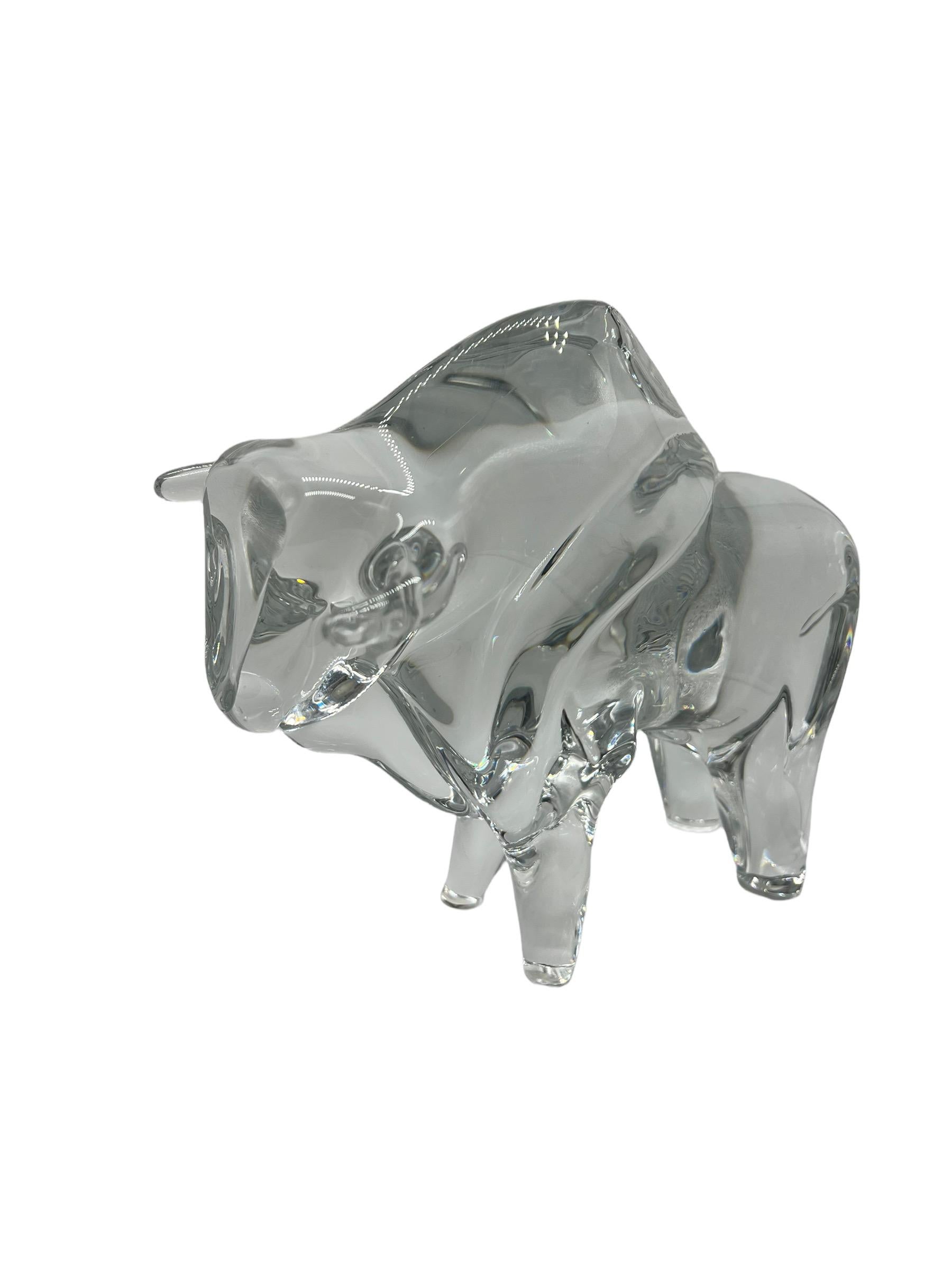 1980er Jahre Französische große Bisonfigur aus Kristall von Daum im Angebot 2