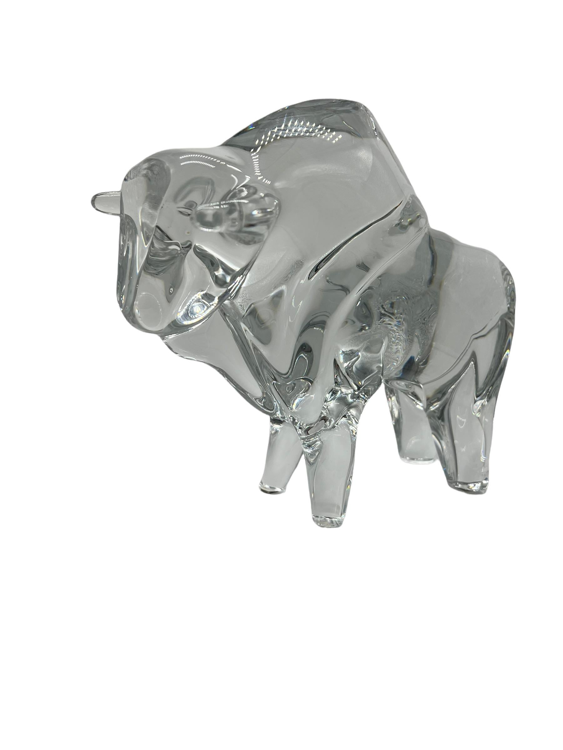 1980er Jahre Französische große Bisonfigur aus Kristall von Daum im Angebot 5