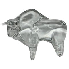 1980s French Crystal Large Bison Figurine by Daum