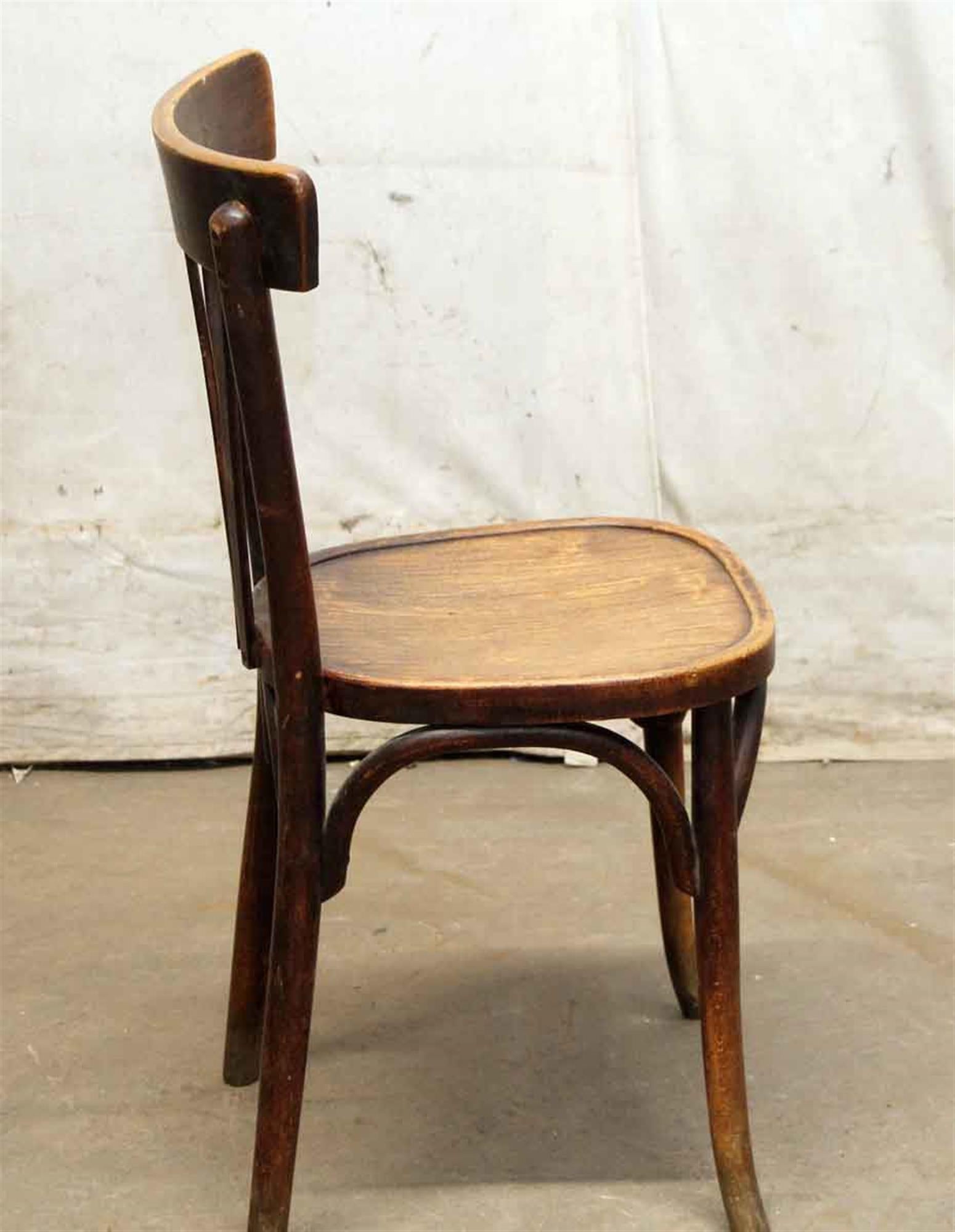 1980s French Dark Tone Wooden Bistro Chair 1