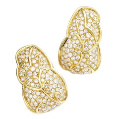 1980S French Diamond and Yellow Gold Earrings