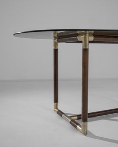 1980s French Dining Table with Glass Top
