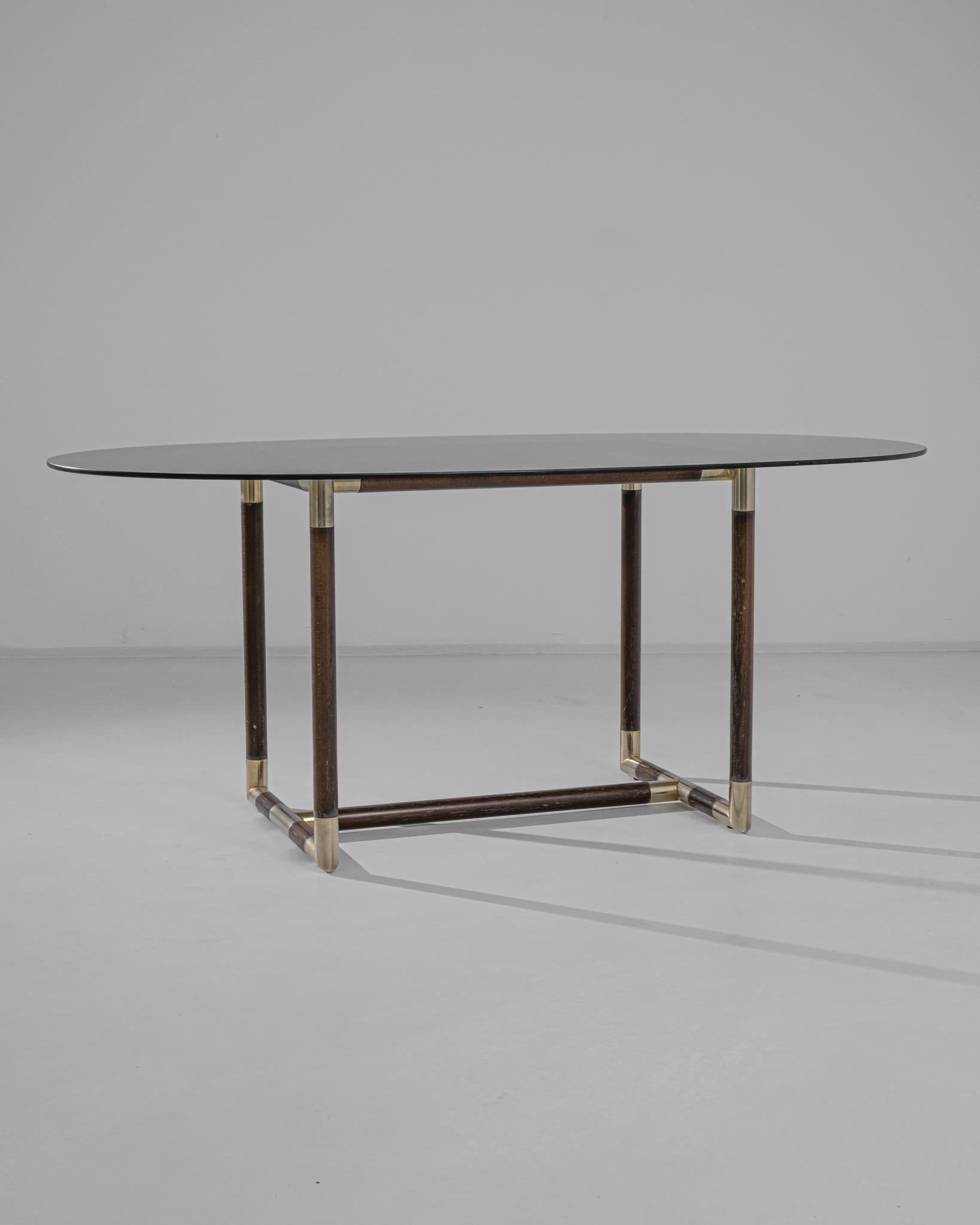 Late 20th Century 1980s French Dining Table with Glass Top