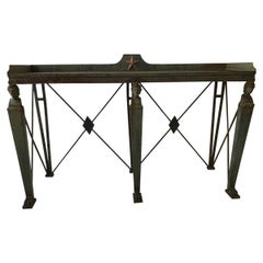 1980s French Empire Style Iron Console with Slate Top