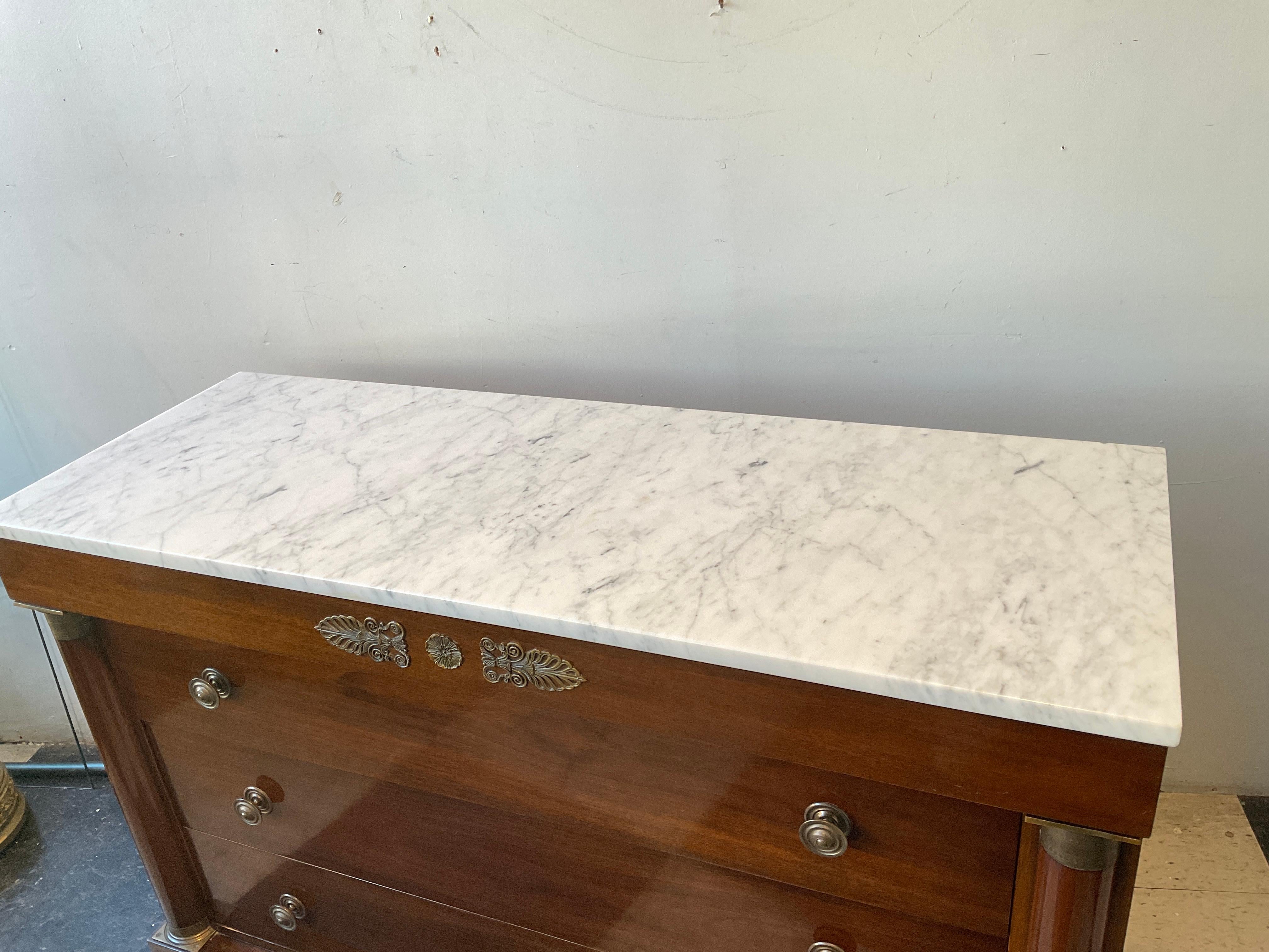 Late 20th Century 1980s French Empire Style Marble Top Chest For Sale