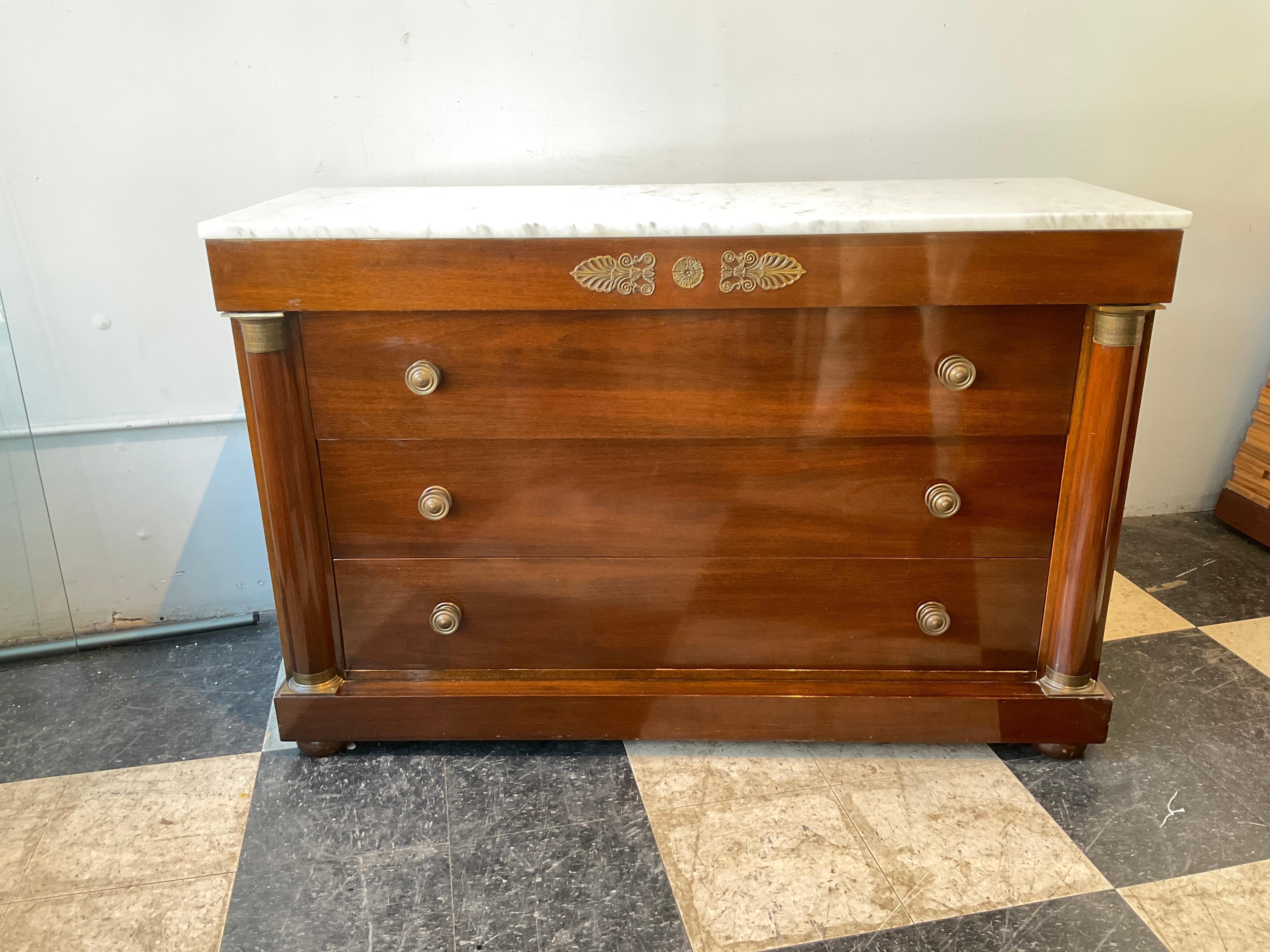 1980s French Empire Style Marble Top Chest For Sale 1