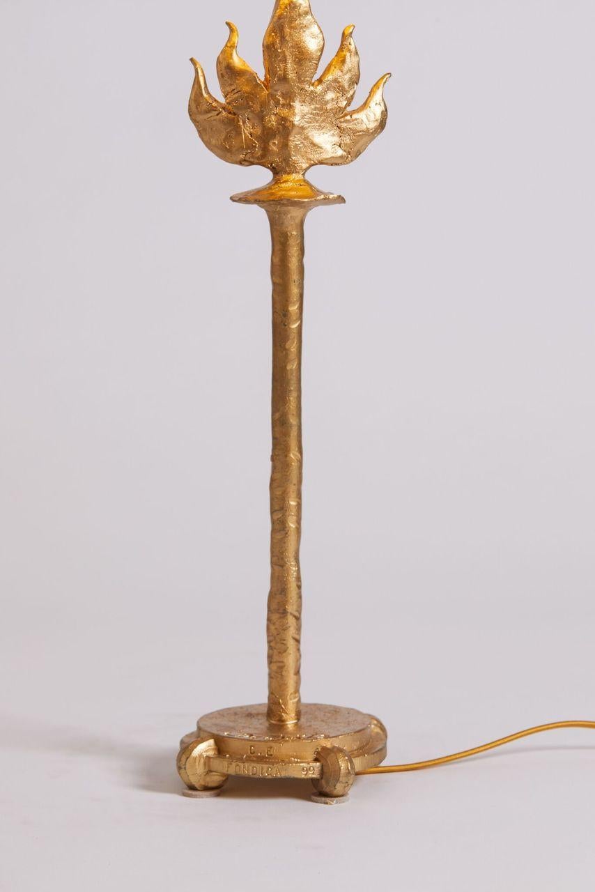 1980s French Fondica Gilt Metal Table Lamp In Good Condition In Aspen, CO