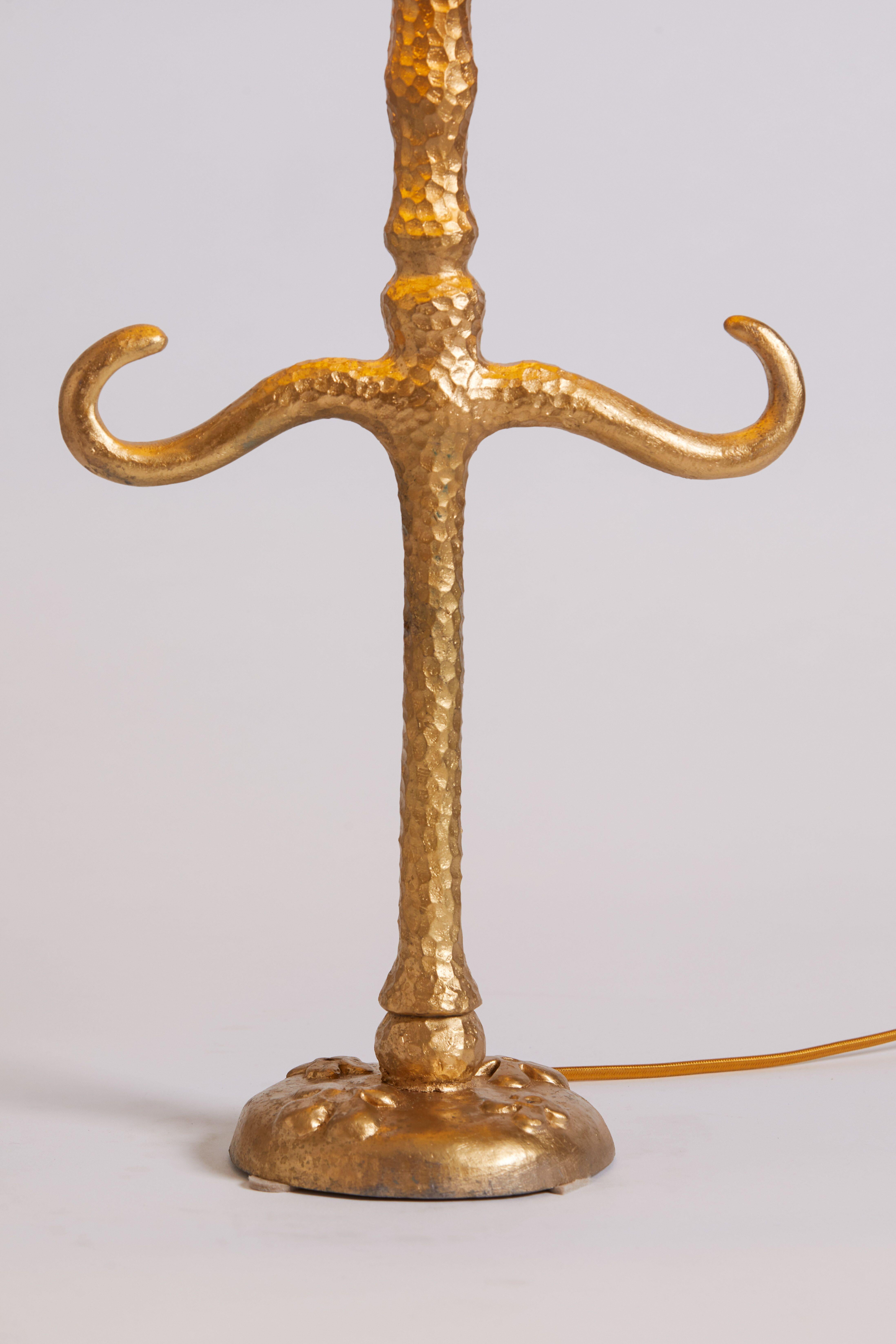Late 20th Century 1980s French Fondica Gilt Metal Table Lamp