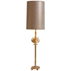1980s French Fondica Gilt Metal Table Lamp