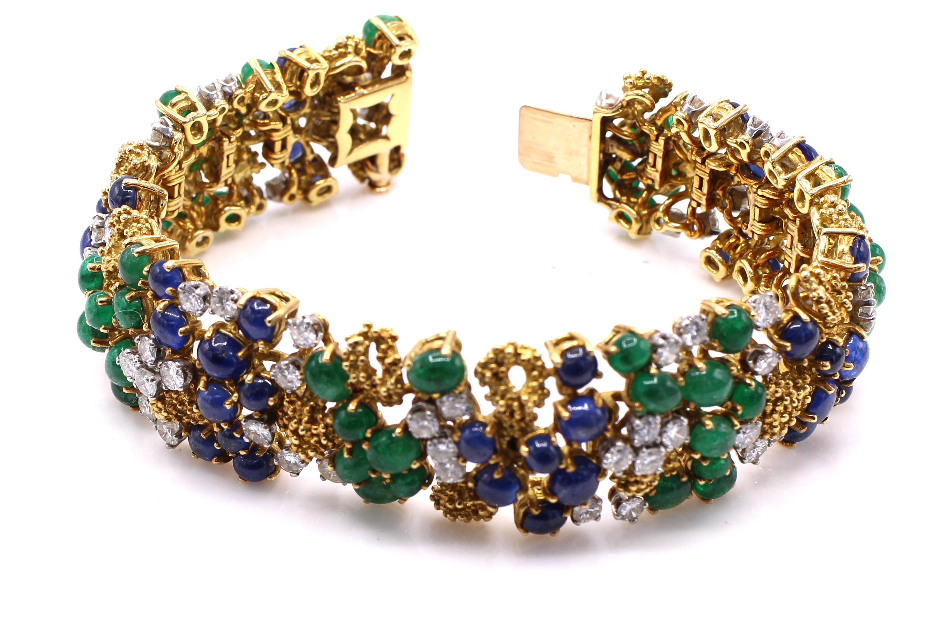 Pulsera francesa de engastes de los años 80 de Andre Vassort Corte mixto en venta