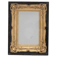 1980s French Gilded Mirror in Wooden Display Case 1980s French Gilded Mirror in Wooden Display Case