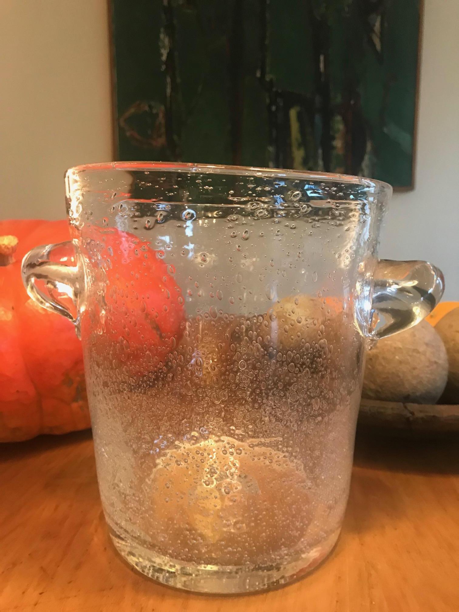 1980s French Glass Bubble Vase For Sale 2