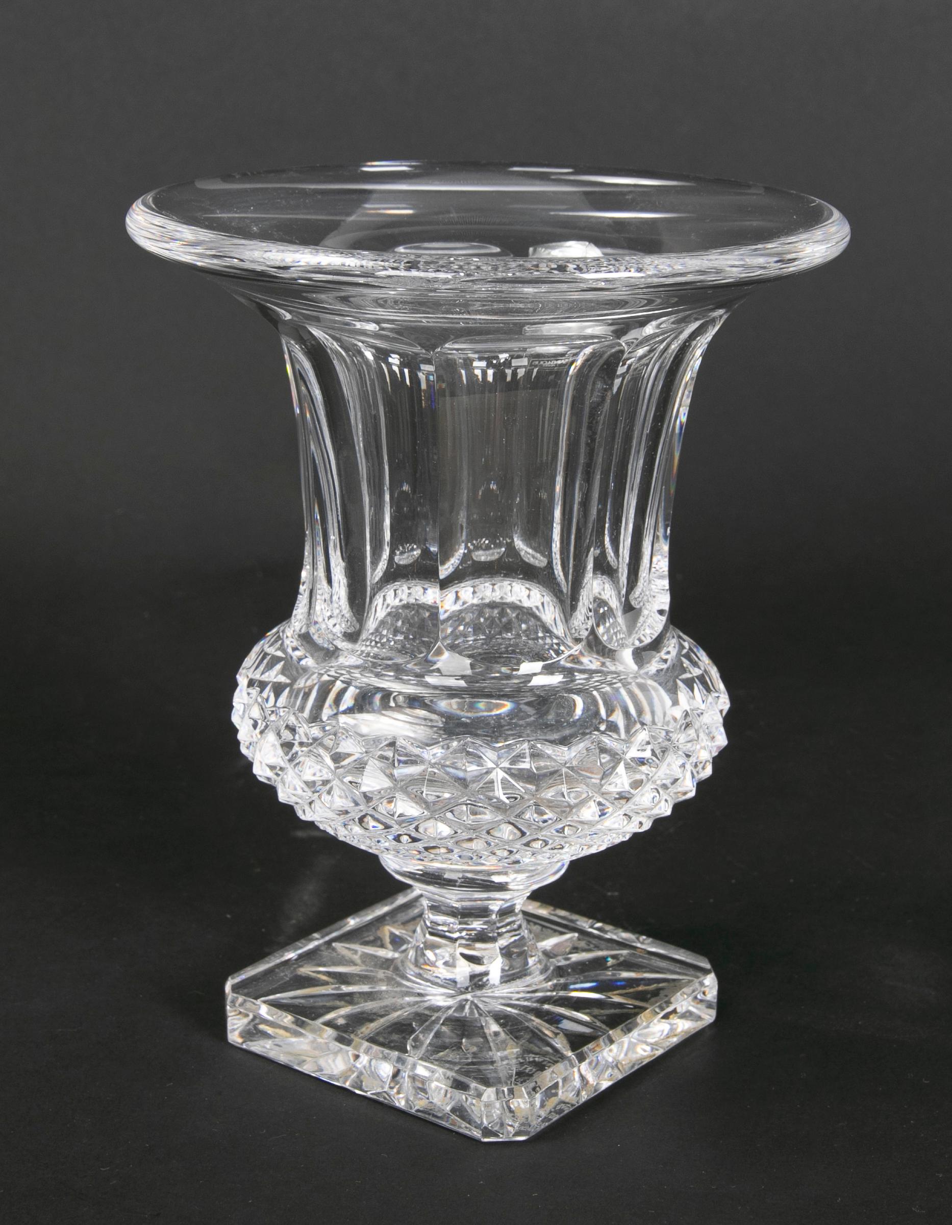 20th Century 1980s French Hand-Carved Crystal Glass, Signed Cristal Louis, France For Sale