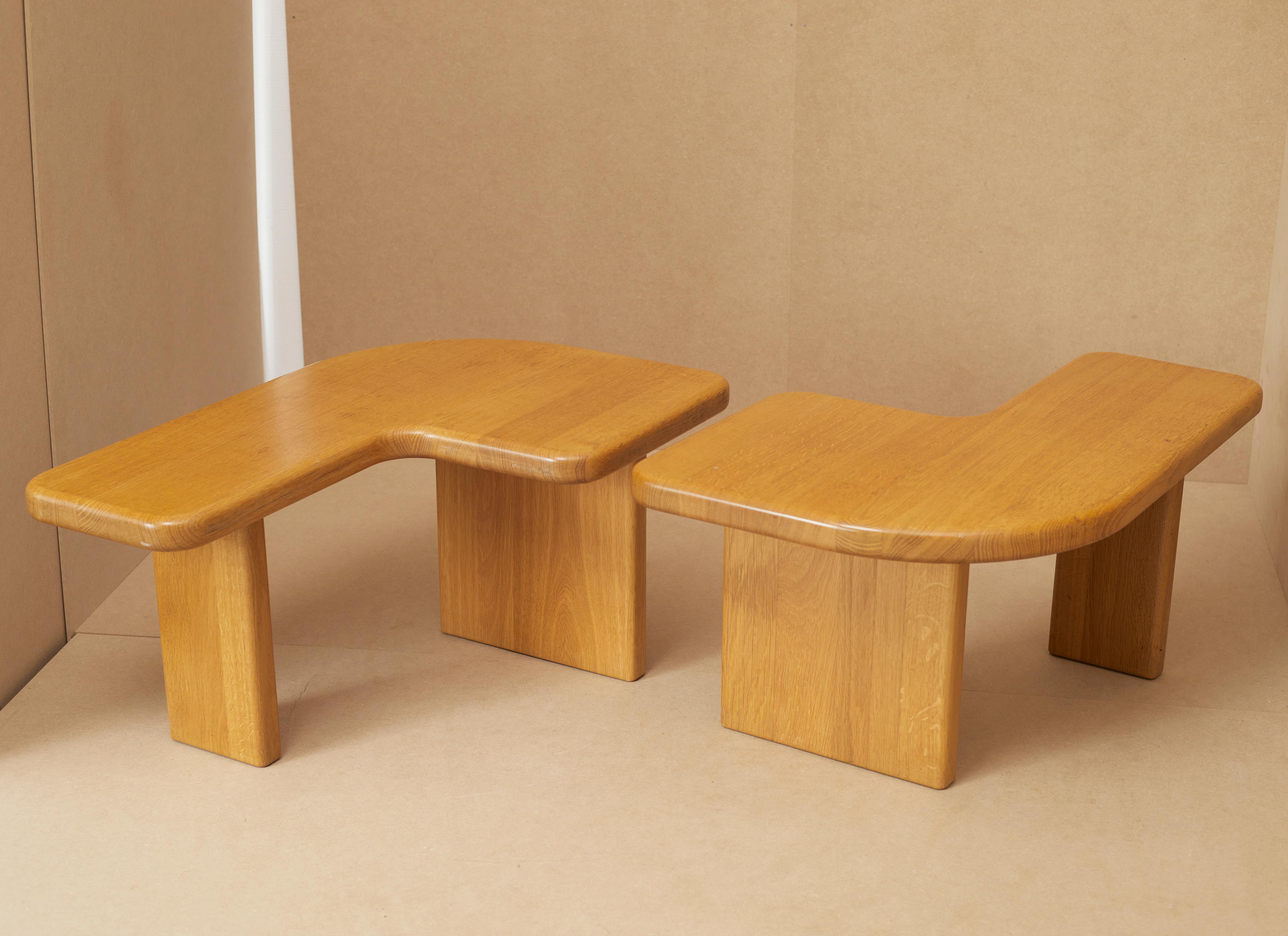 Late 20th Century 1980s French Limited, Made-to-order Solid Elm Twin Coffee Tables