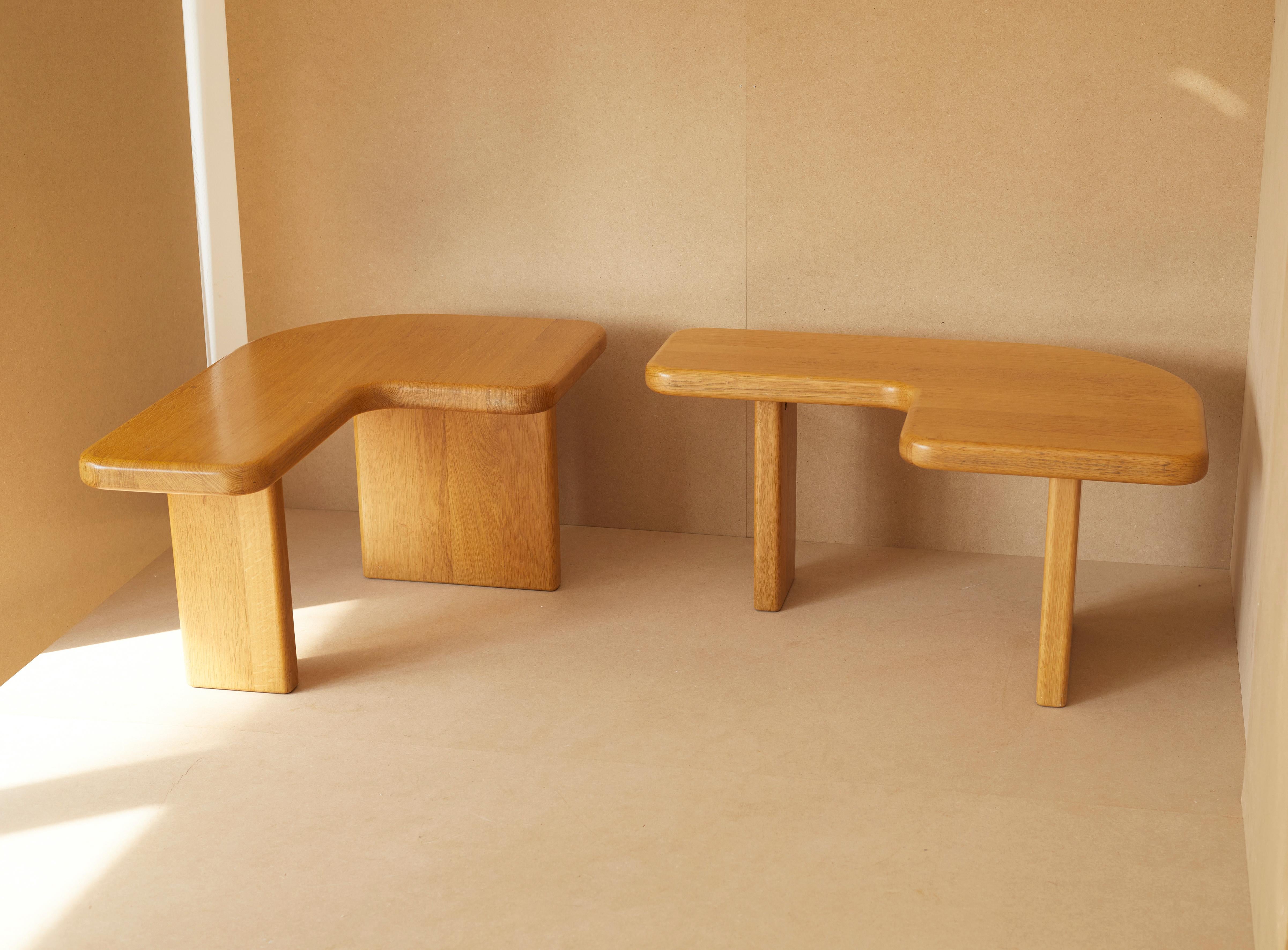 1980s French Limited, Made-to-order Solid Elm Twin Coffee Tables 3