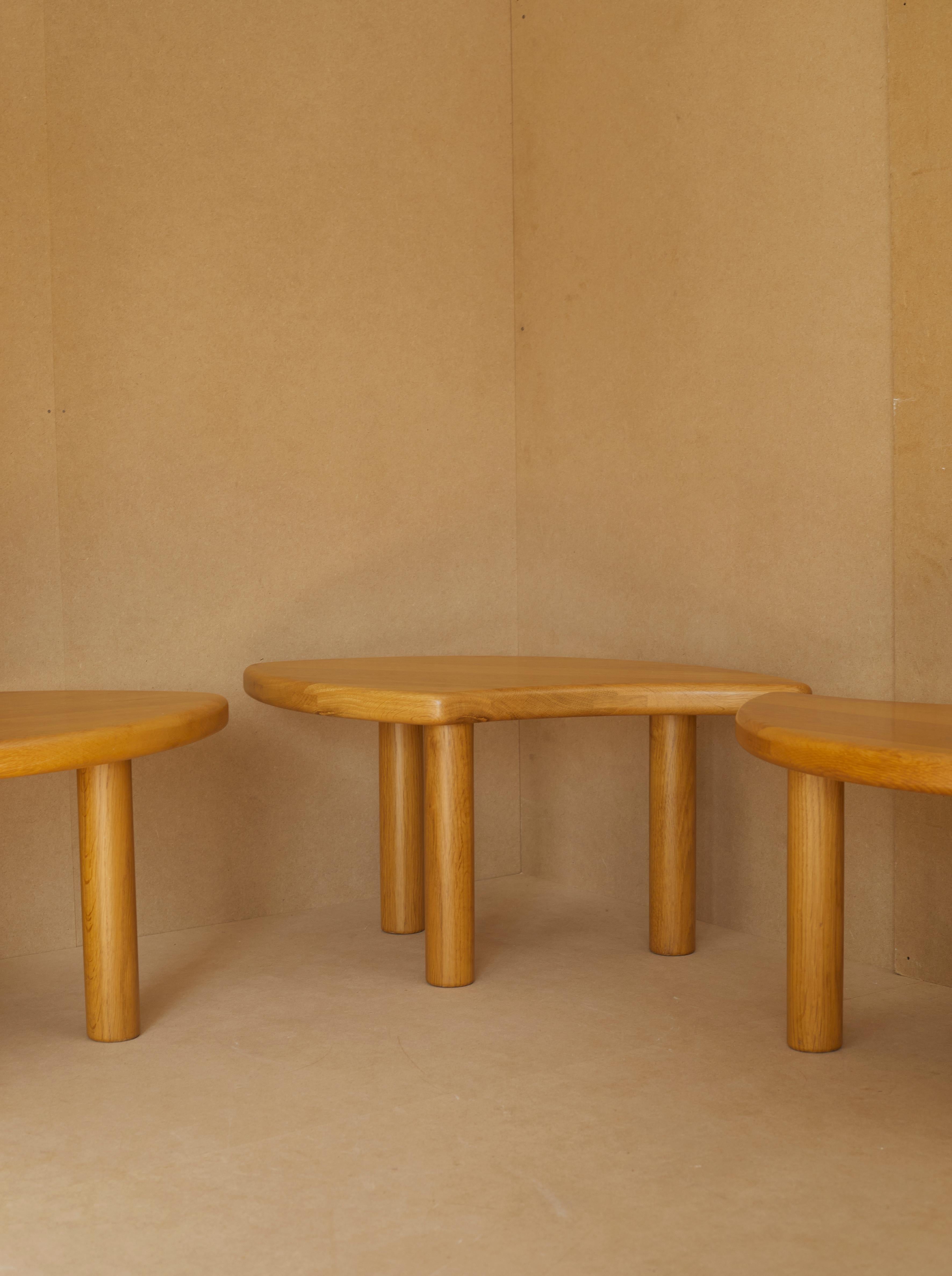 1980s French Limited, Made-to-order Solid Oak Modular Coffee Tables For Sale 6