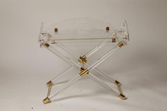 1980s French Lucite & Brass Drinks Stand
