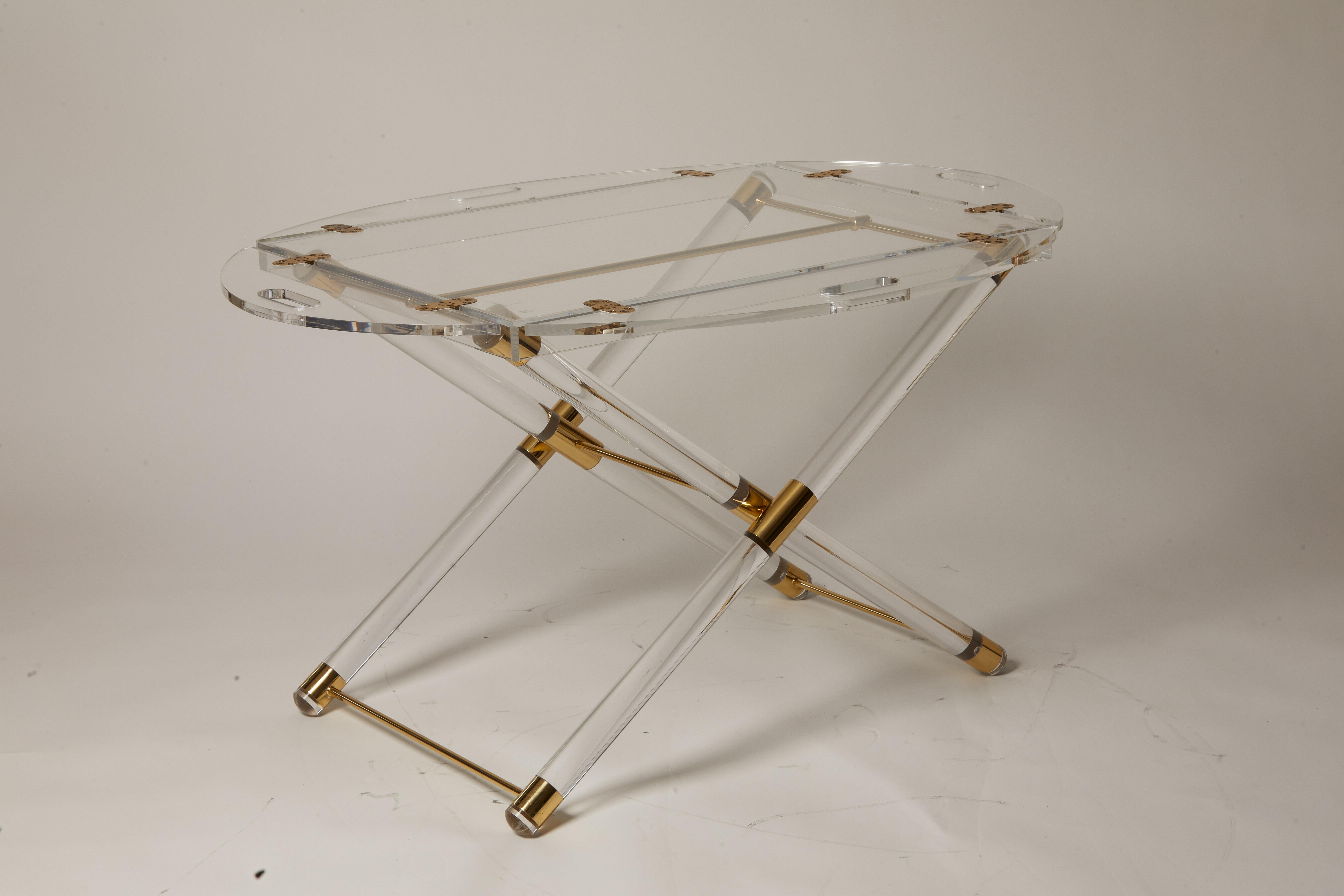 1980s French Lucite & Brass Drinks Stand In Good Condition In Aspen, CO