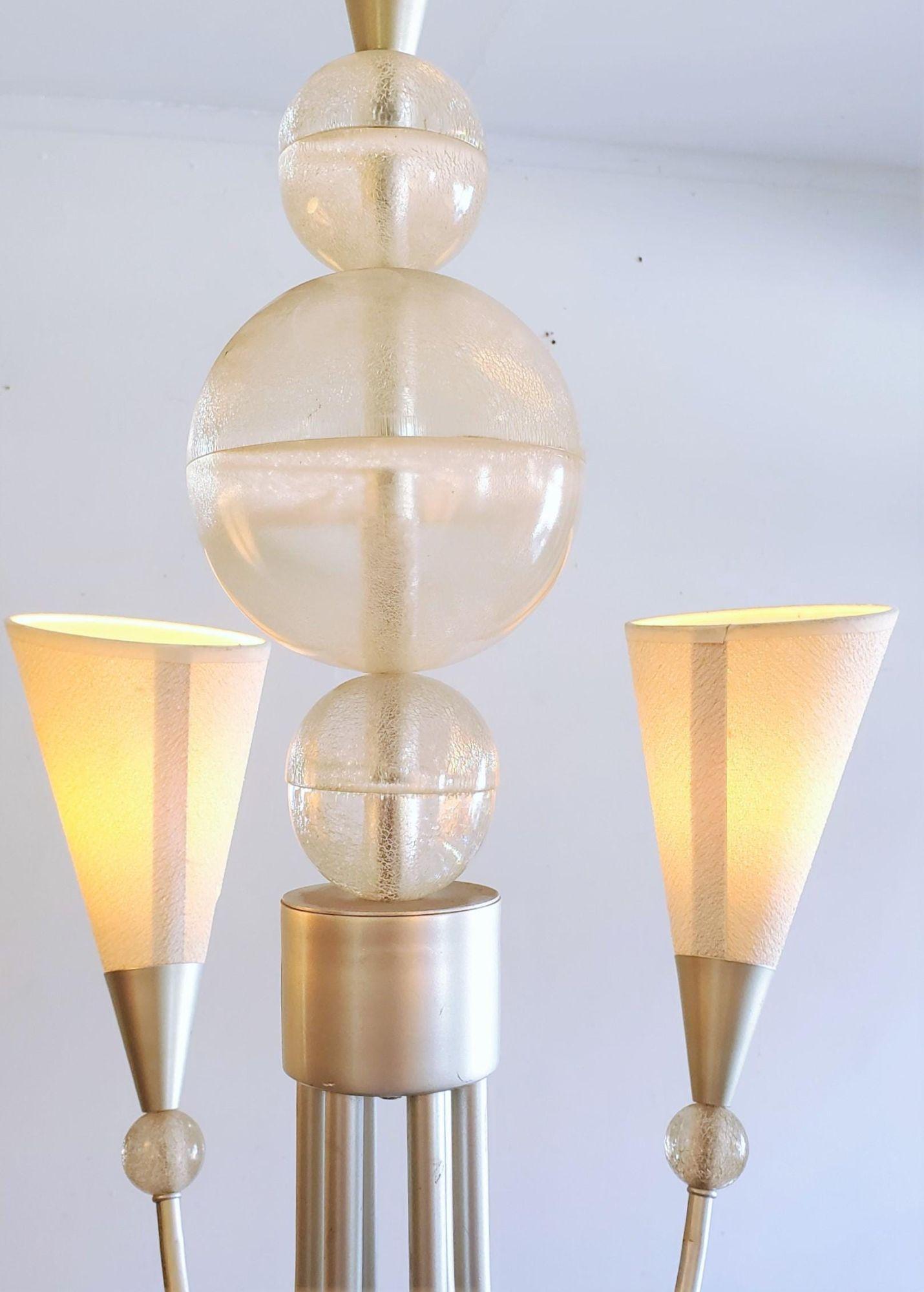 1980s French Lucite Six Arm Chandelier In Good Condition For Sale In Pasadena, CA