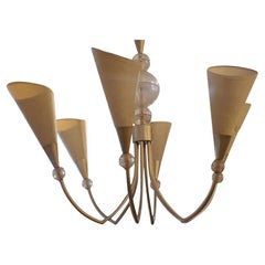 Vintage 1980s French Lucite Six Arm Chandelier